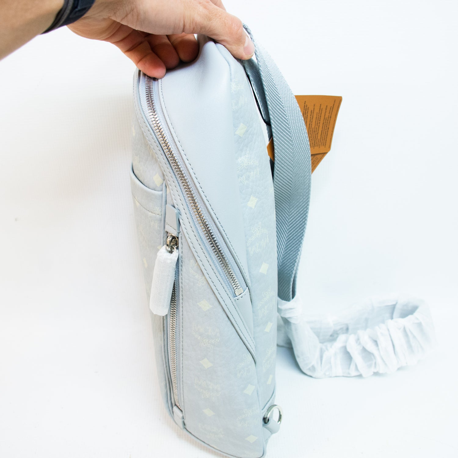 MCM Aren Sling Visetos Grey Medium Sling Bag - MMLFSTA08FP001