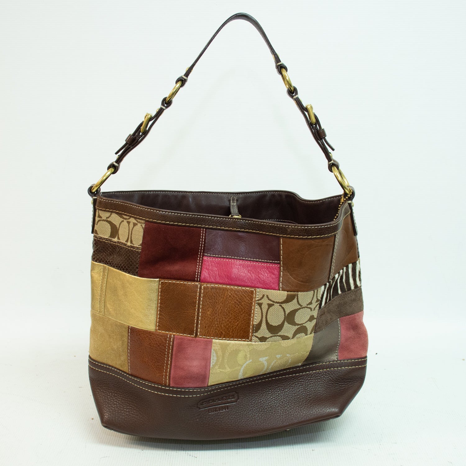 Coach 10434 Y2K Multi Patchwork Leather Holiday Hobo Shoulder Bag