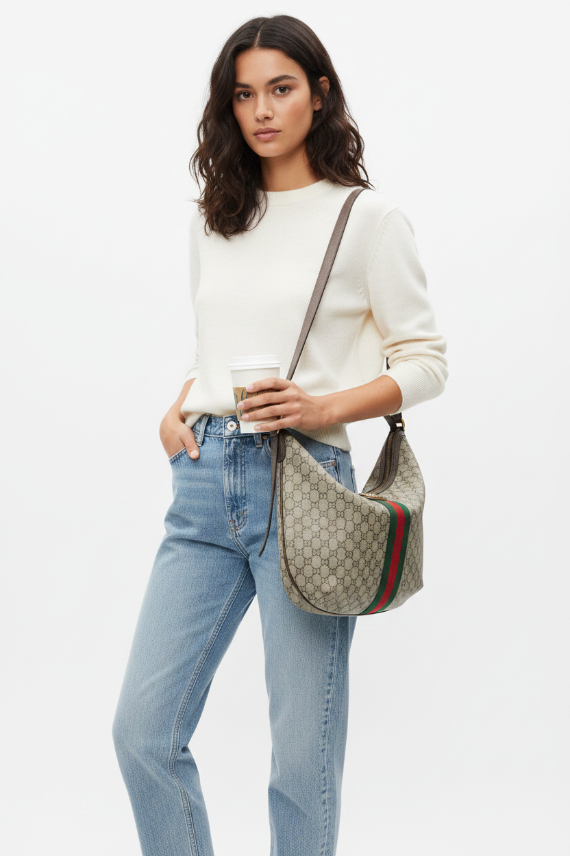 Gucci Almond Brown Half Moon Purse - 547939