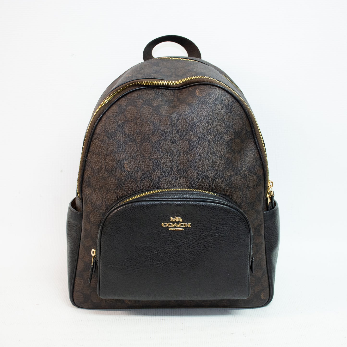 Coach CZ175 Court Signature Canvas Backpack - Black/Brown
