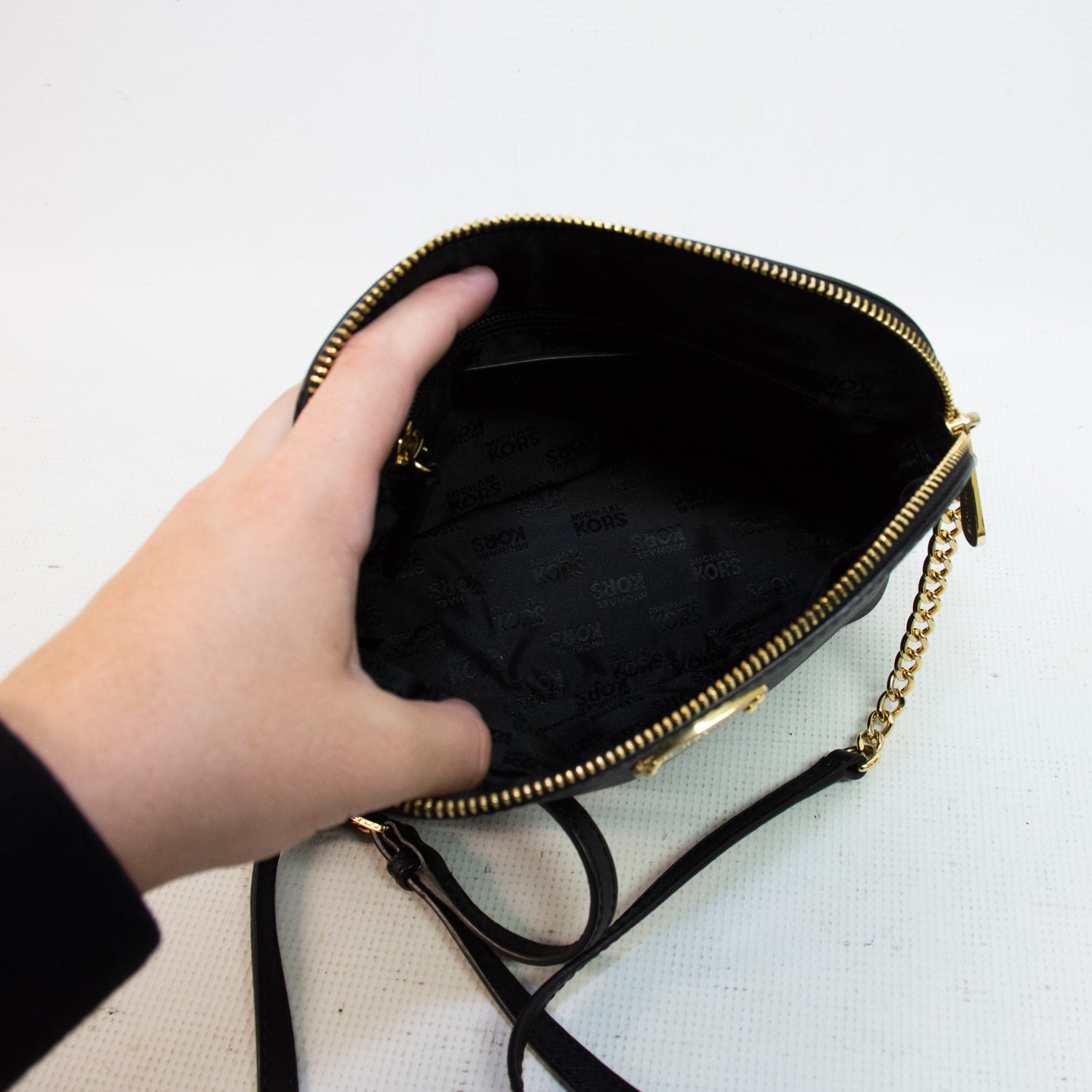 Michael Kors Jet Set Black Dome Cross Body Bag