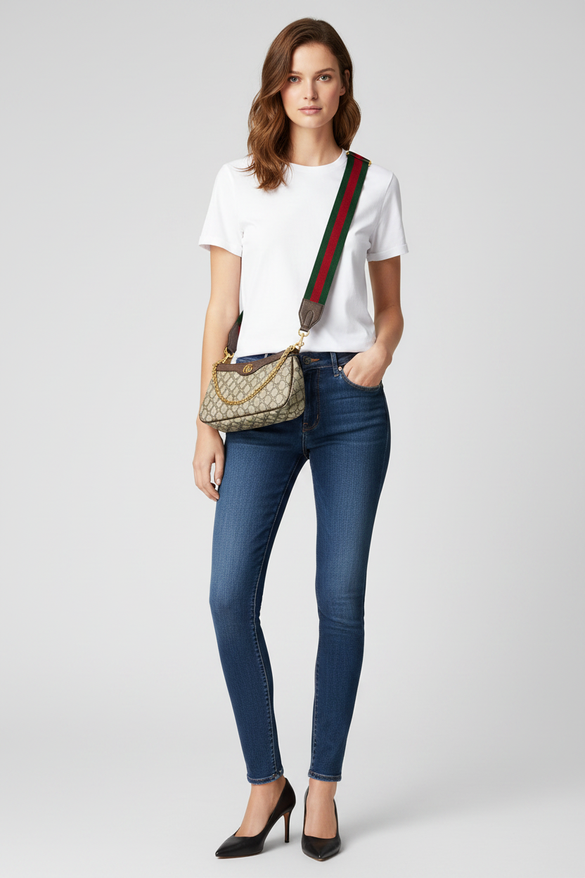 Gucci Ophidia Small Brown Canvas Print Shoulder Bag - 735132