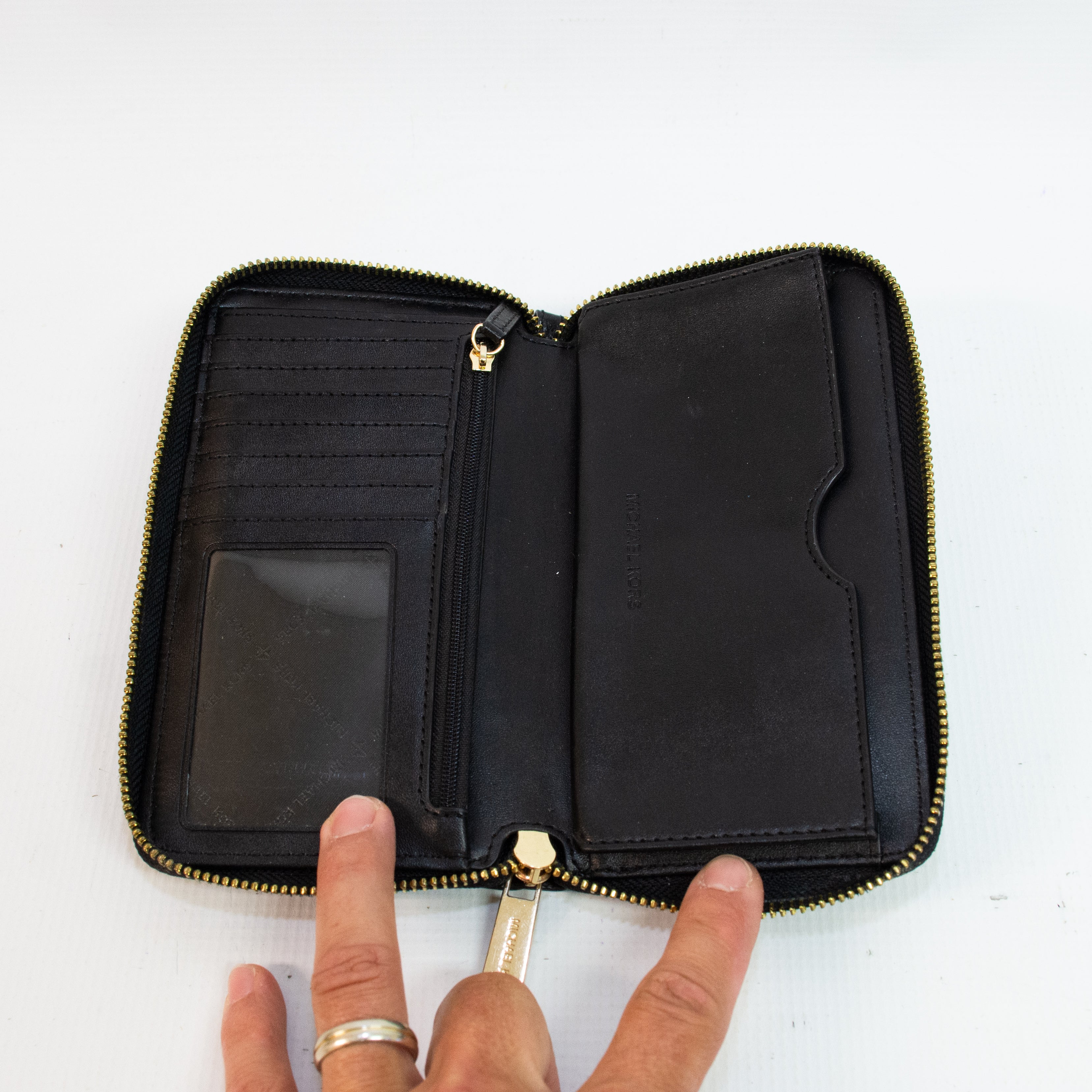 Michael Kors Black Pebbled Leather Smartphone Wristlet