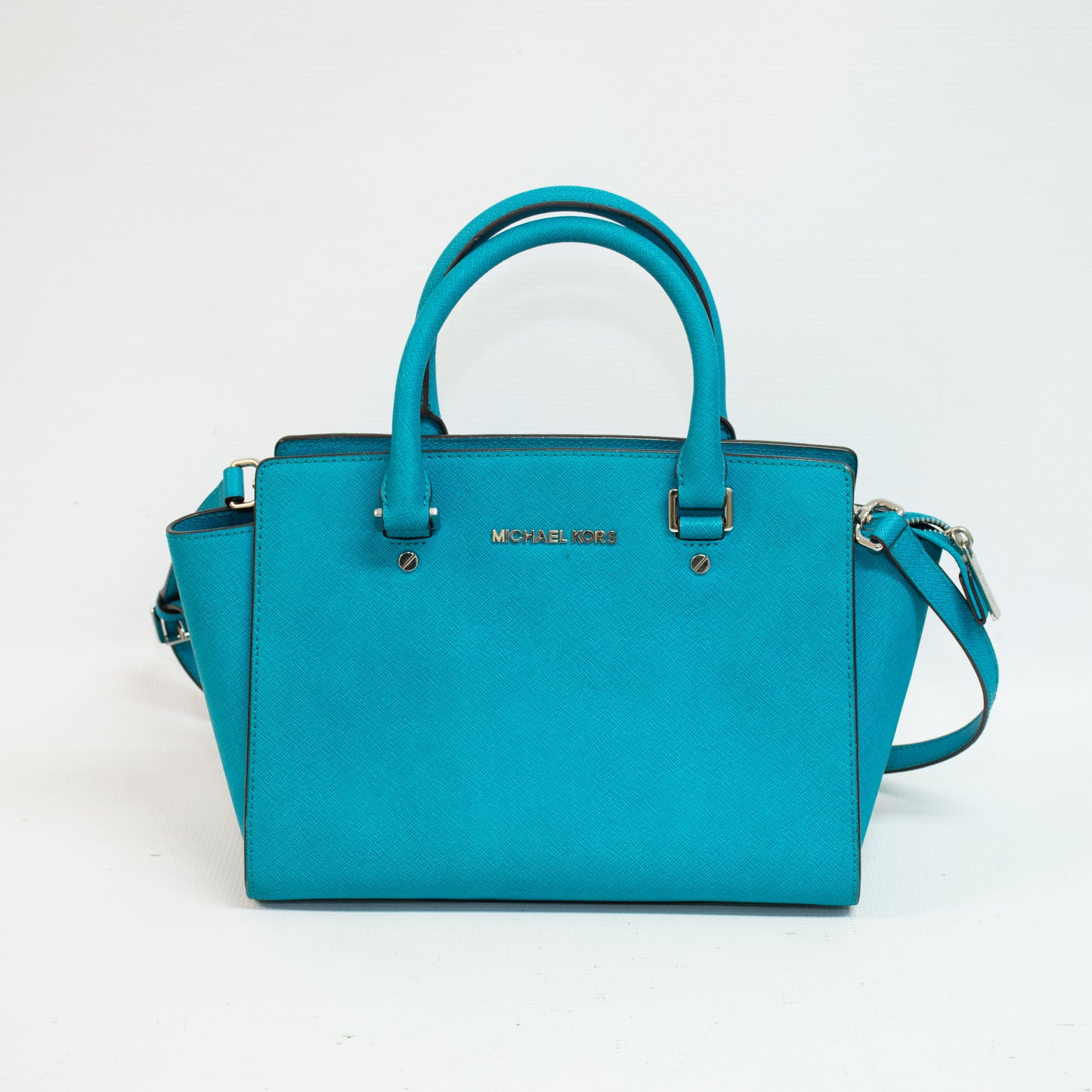 Michael Kors Selma Teal Saffiano Handbag
