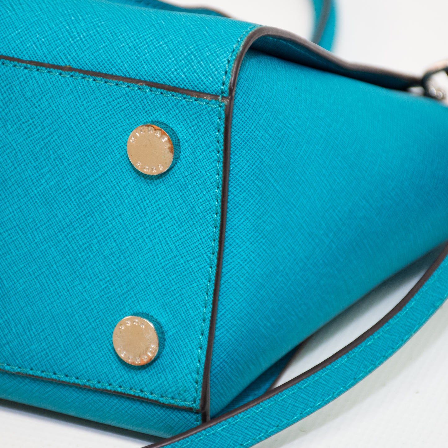 Michael Kors Selma Teal Saffiano Handbag