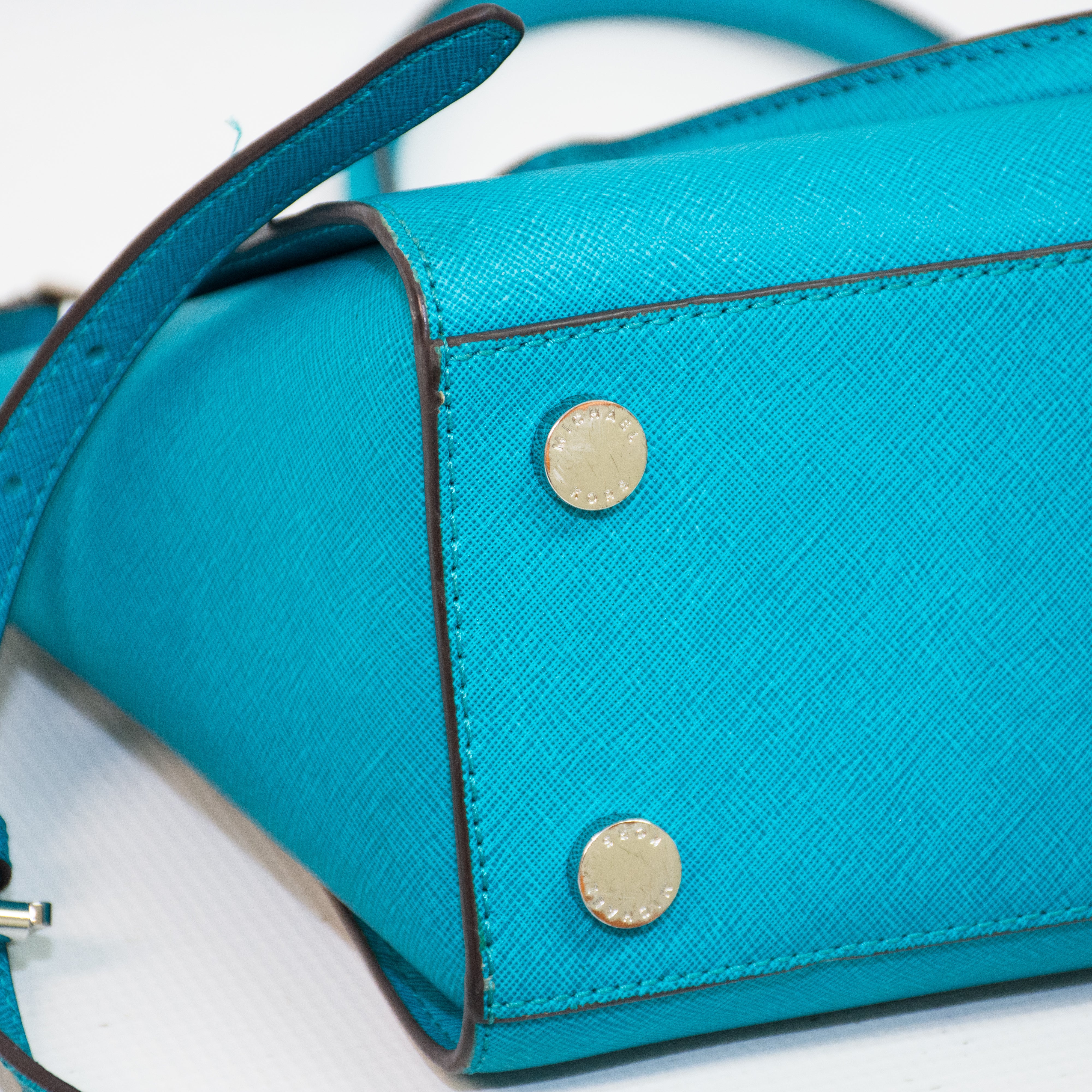 Michael Kors Selma Teal Saffiano Handbag