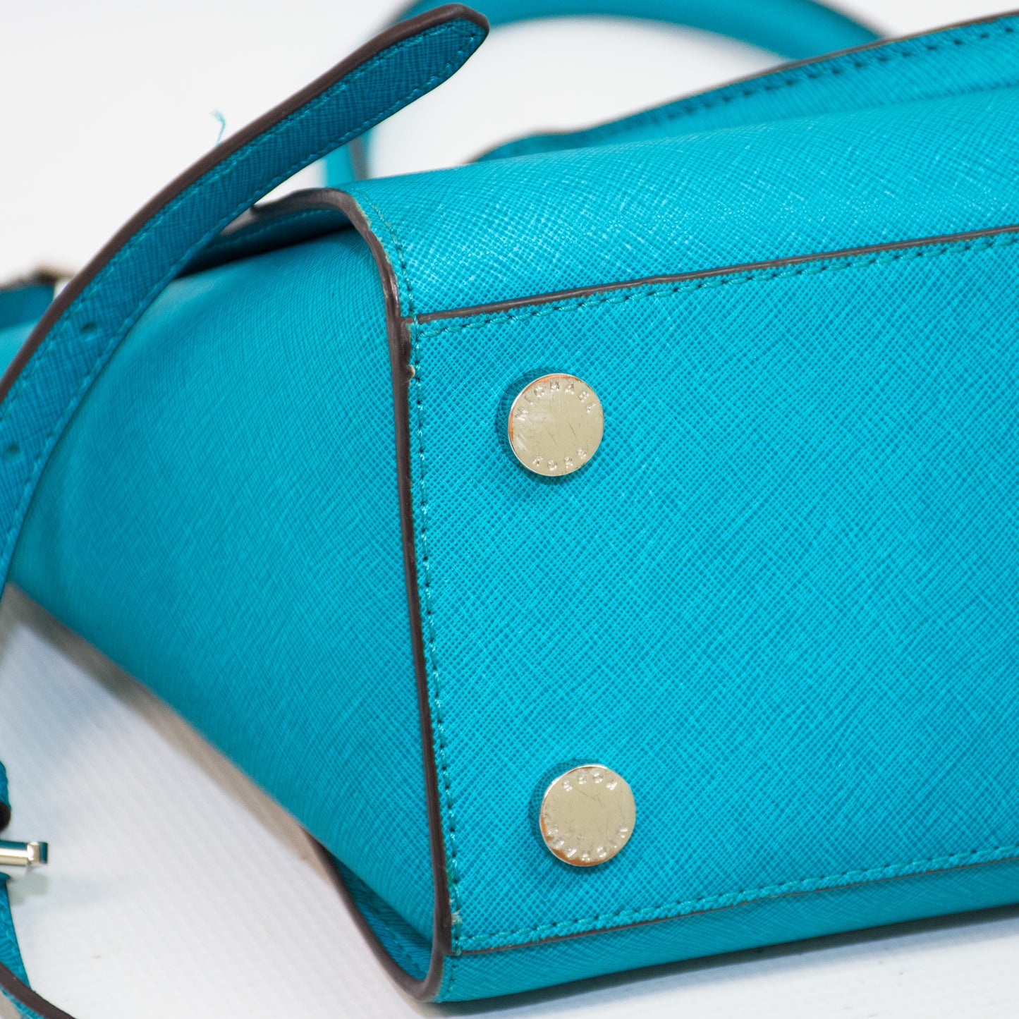 Michael Kors Selma Teal Saffiano Handbag
