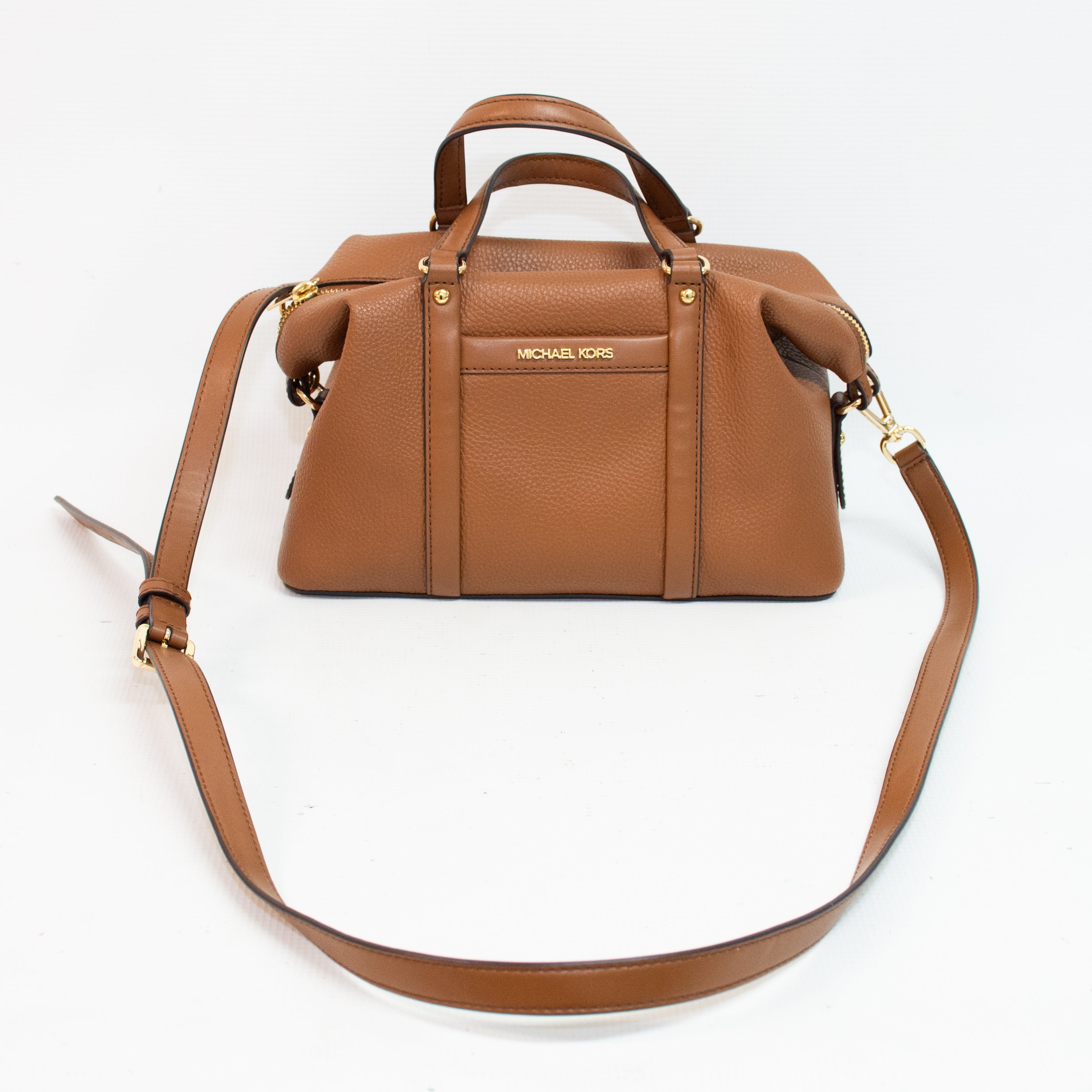 Michael Kors Beck Small Brown Leather Travel Satchel
