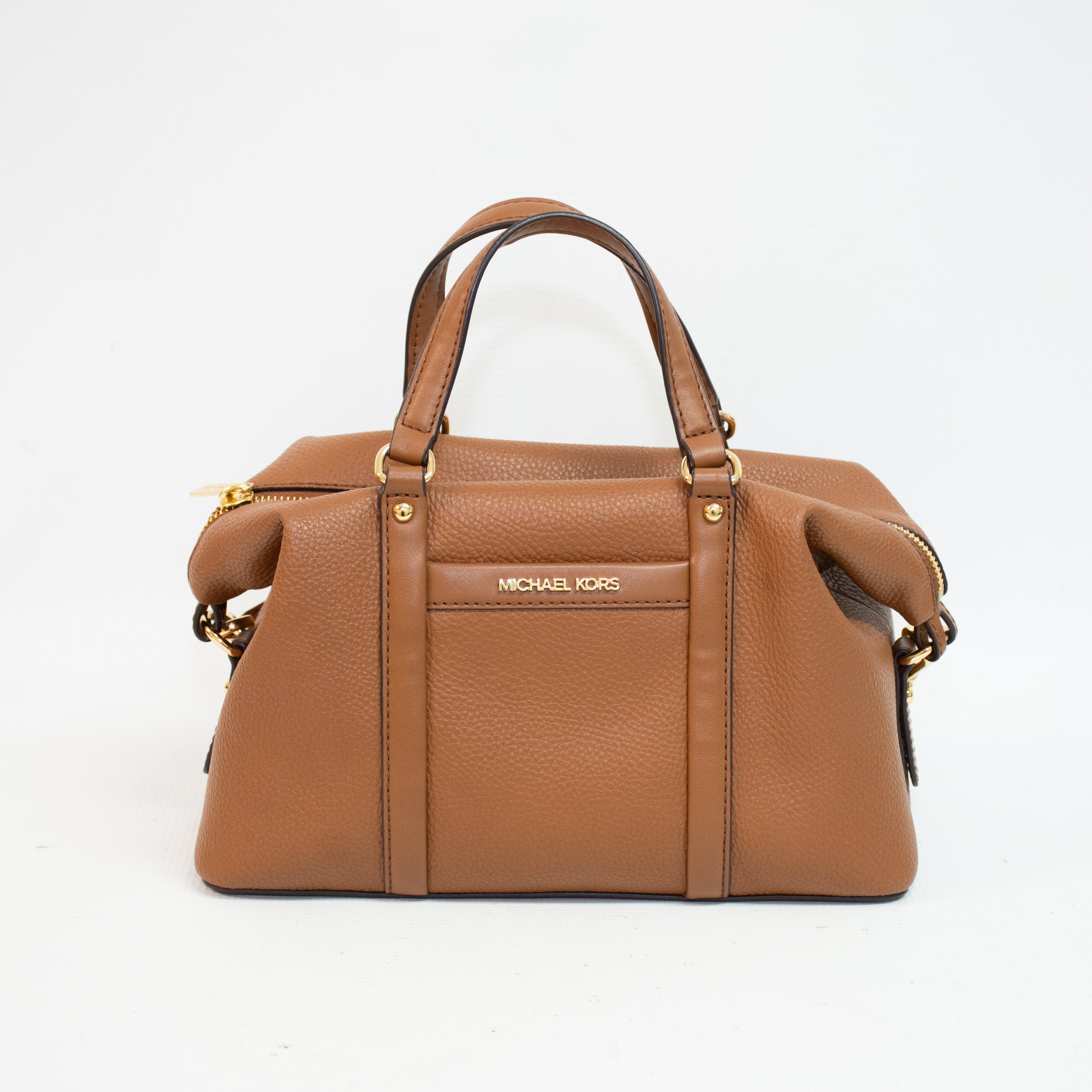 Michael Kors Beck Small Brown Leather Travel Satchel