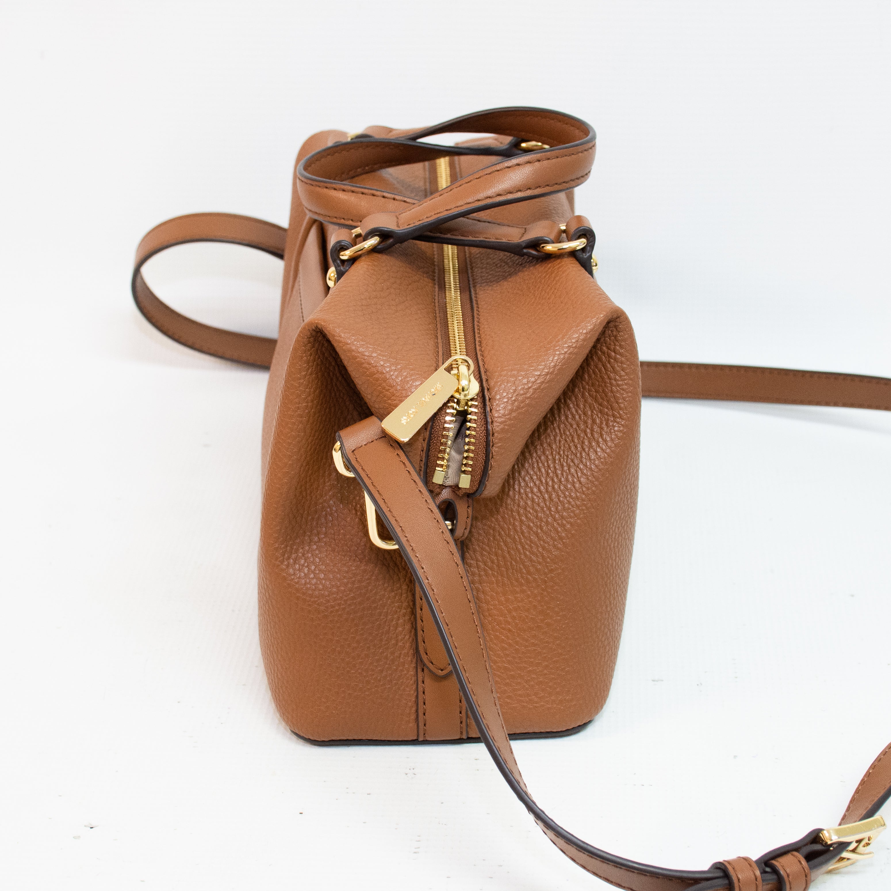 Michael Kors Beck Small Brown Leather Travel Satchel