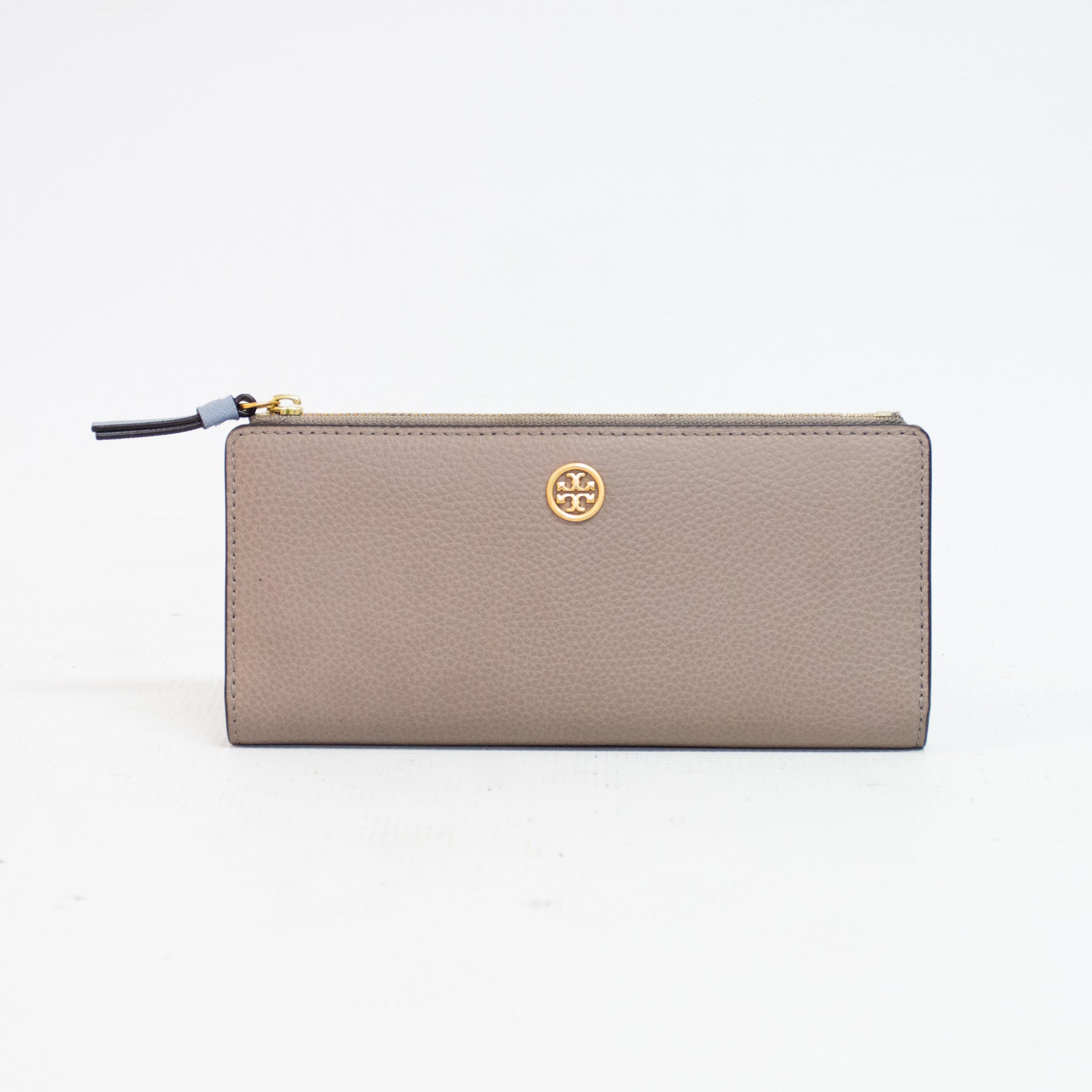 Tory Burch Robinson Pebbled Zip Slim Wallet