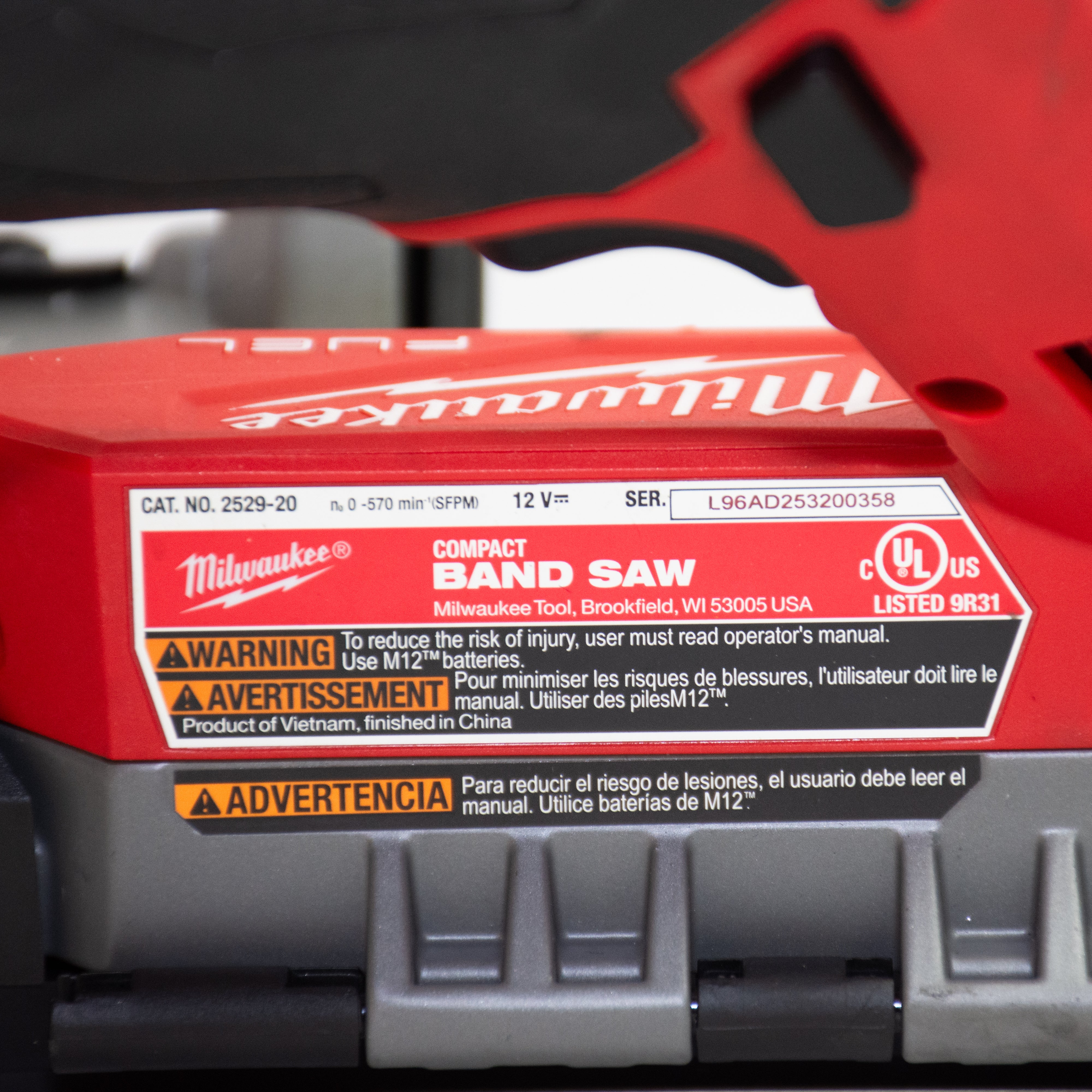 Milwaukee 2529-20 M12 Fuel Brushless Compact Band Saw
