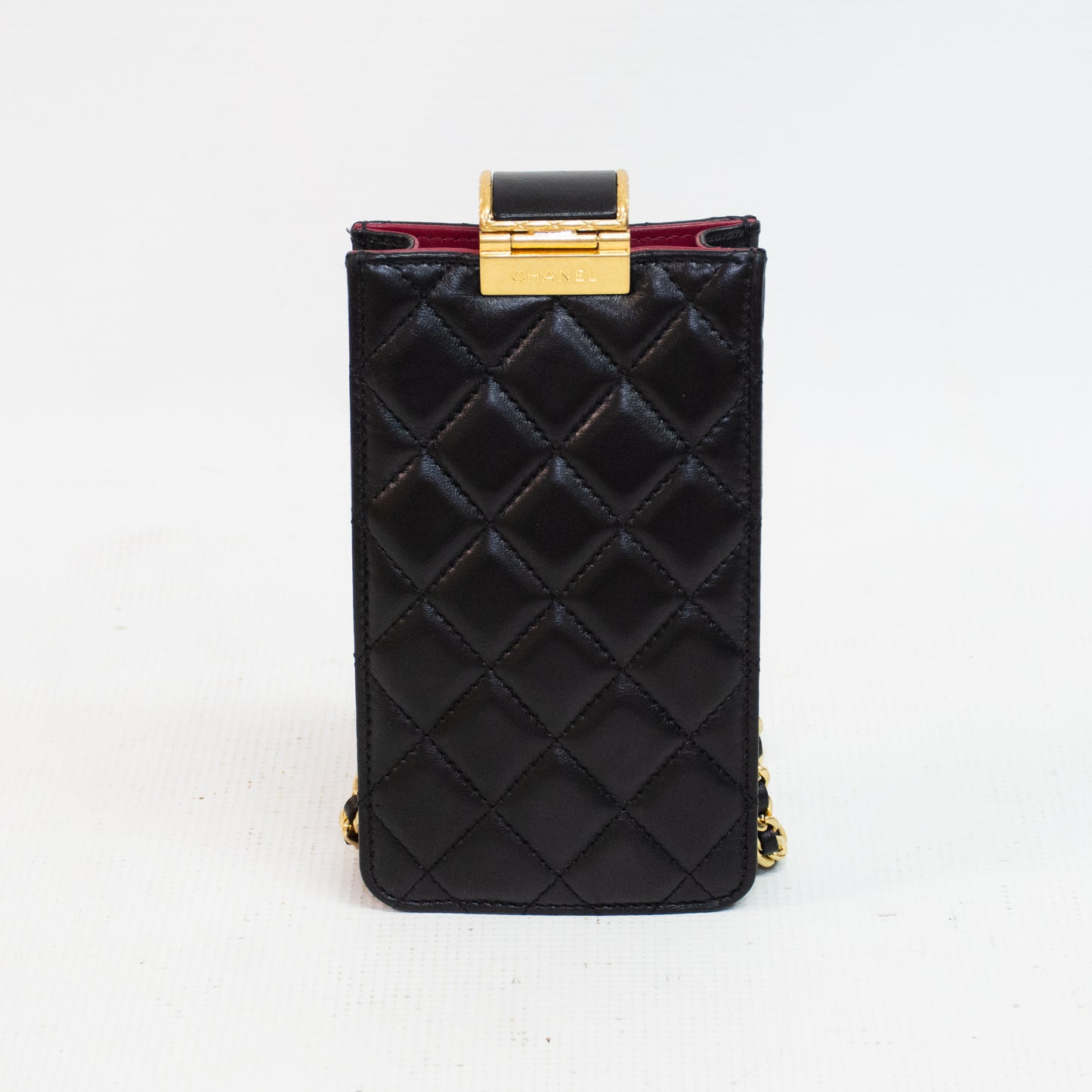 Chanel CC Quilted Lamb Skin Phone Case - Black
