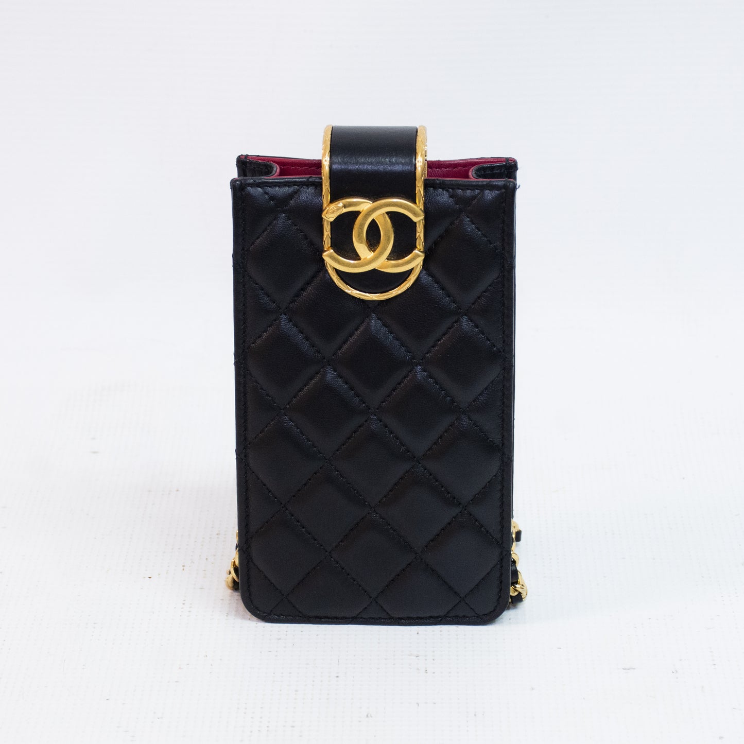 Chanel CC Quilted Lamb Skin Phone Case - Black