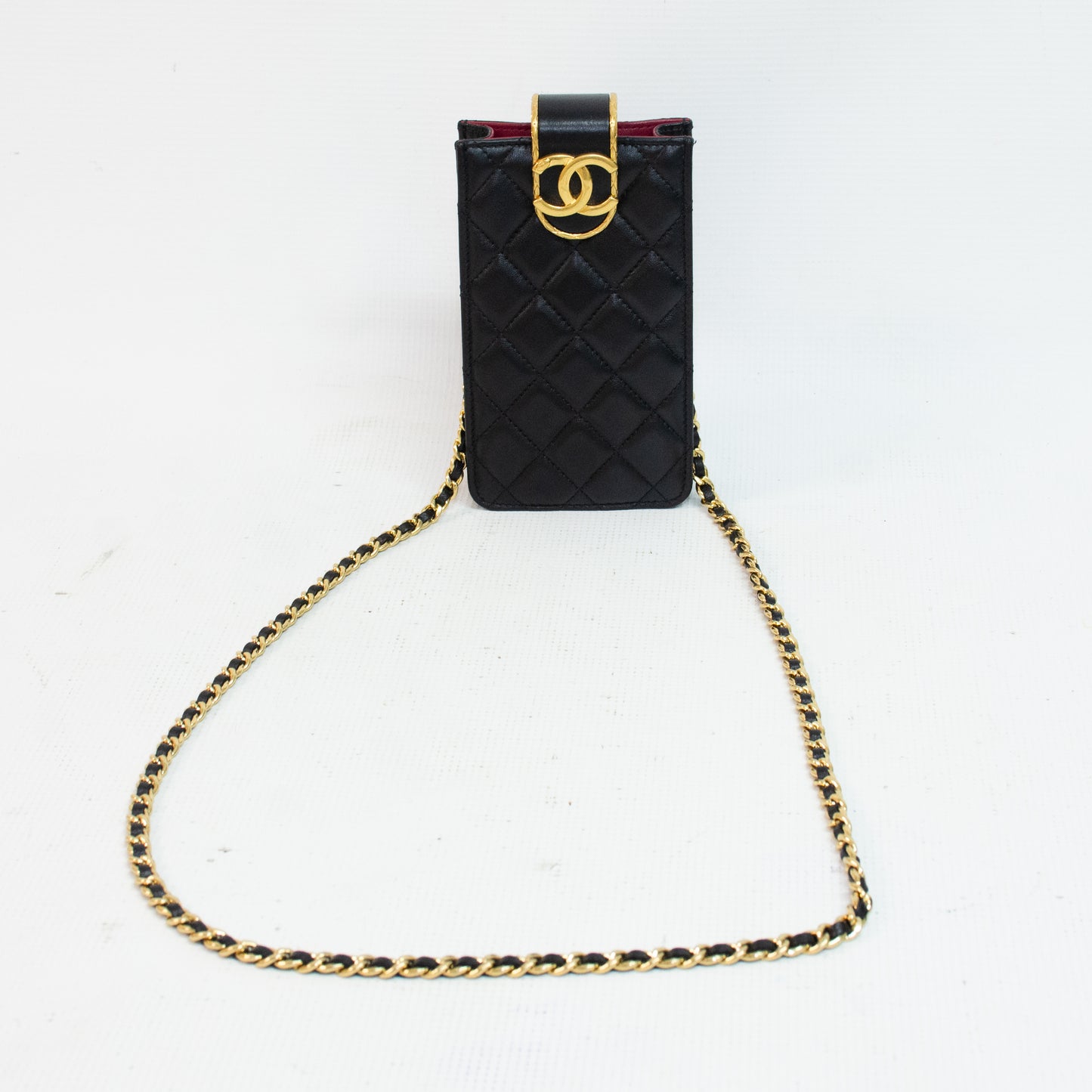 Chanel CC Quilted Lamb Skin Phone Case - Black