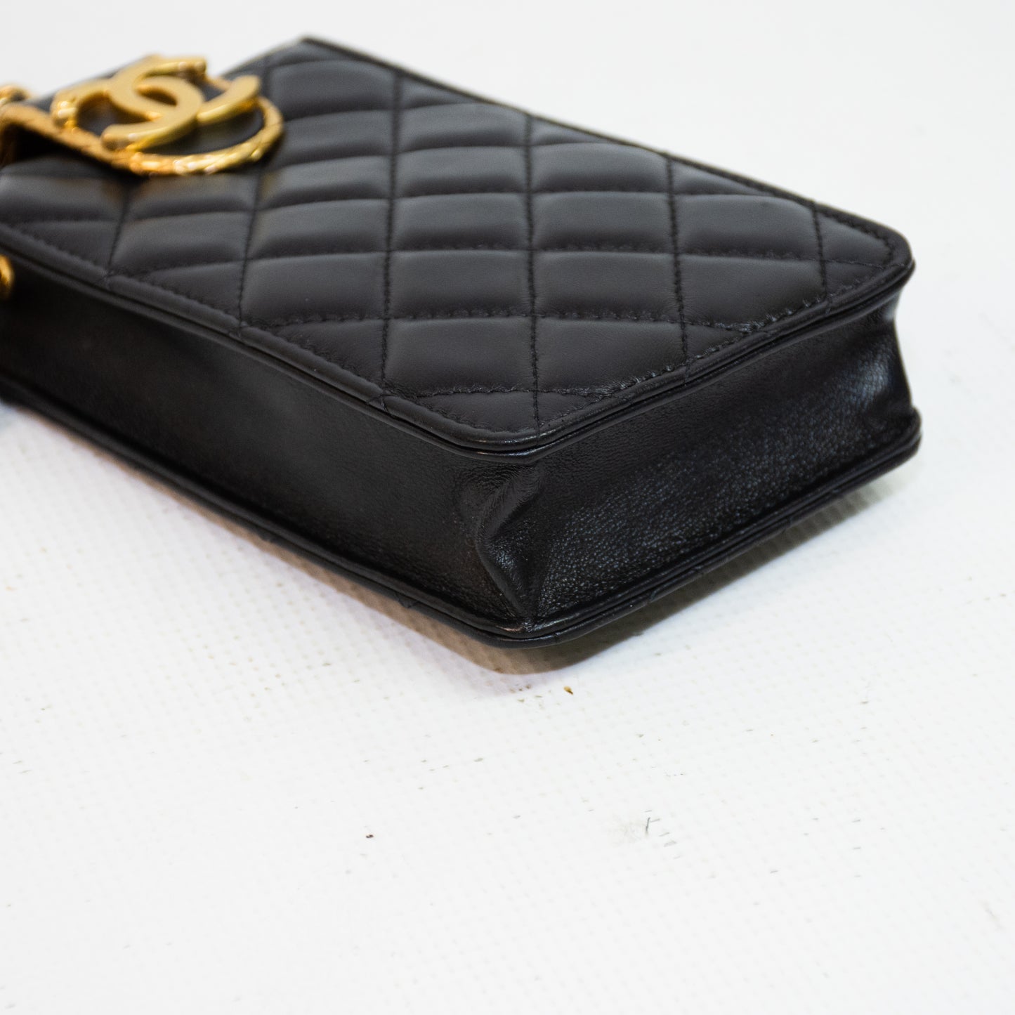 Chanel CC Quilted Lamb Skin Phone Case - Black
