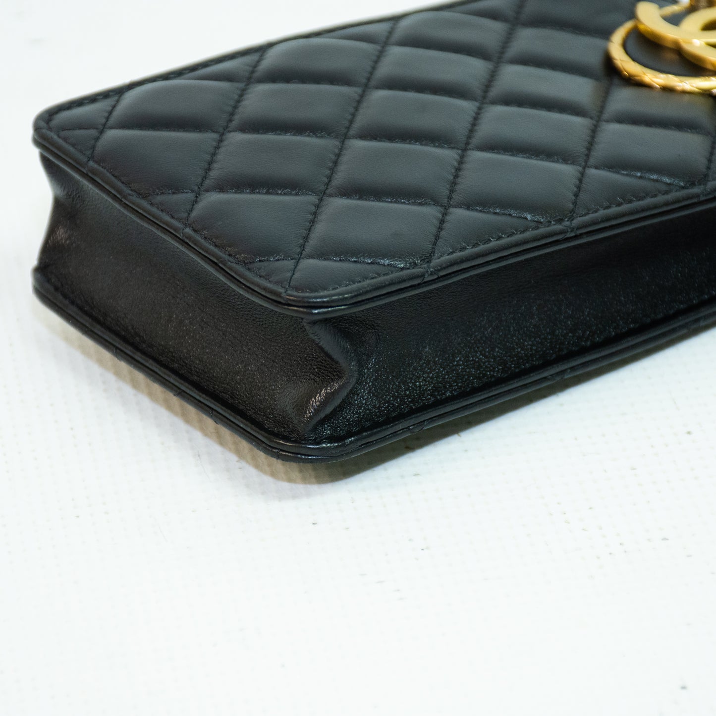Chanel CC Quilted Lamb Skin Phone Case - Black