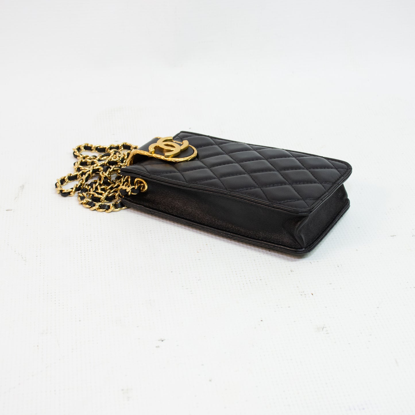 Chanel CC Quilted Lamb Skin Phone Case - Black