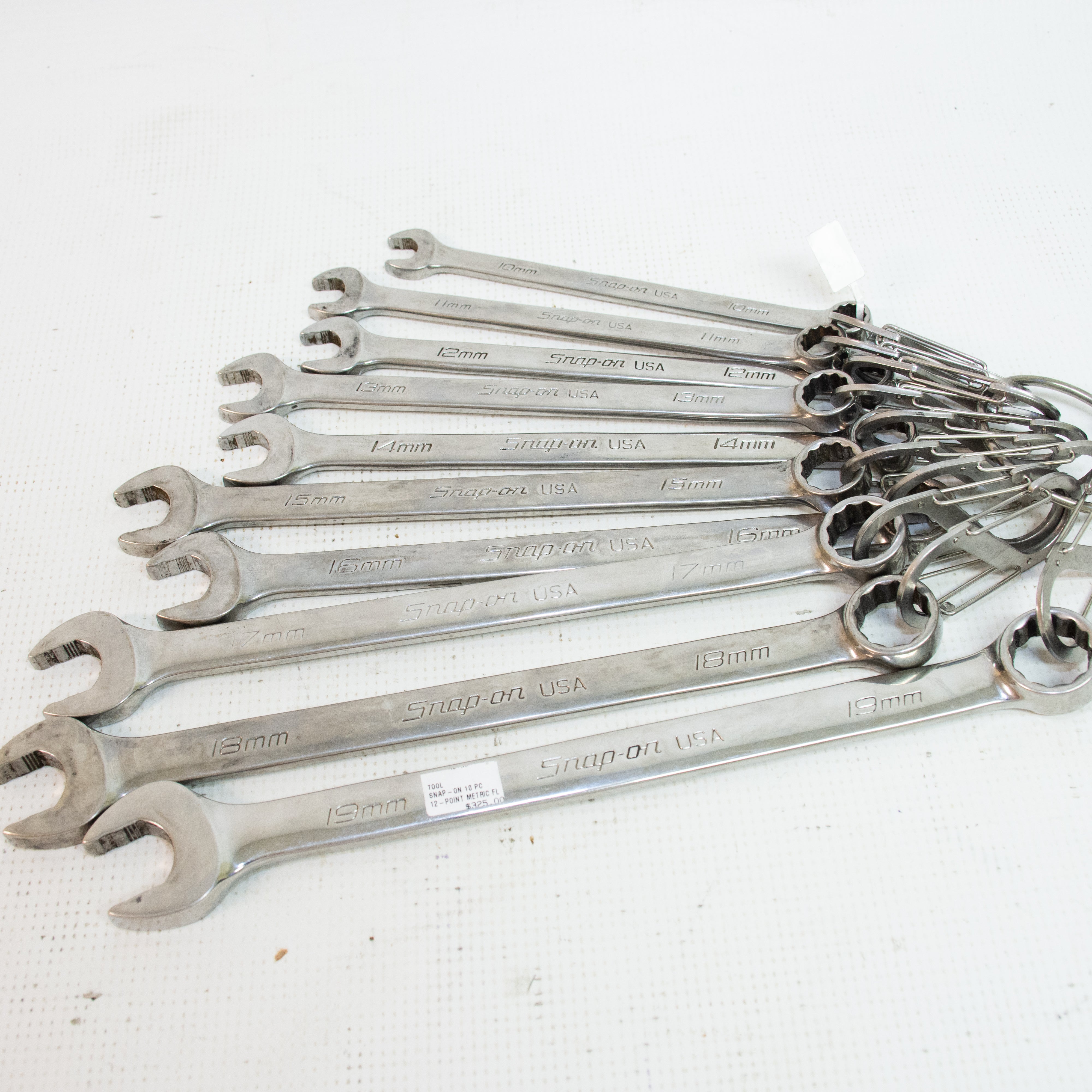 Snap-on SOEXL707B 10pc 12-Point Metric Flank Drive Long Combination Wrench Set - 10-19mm