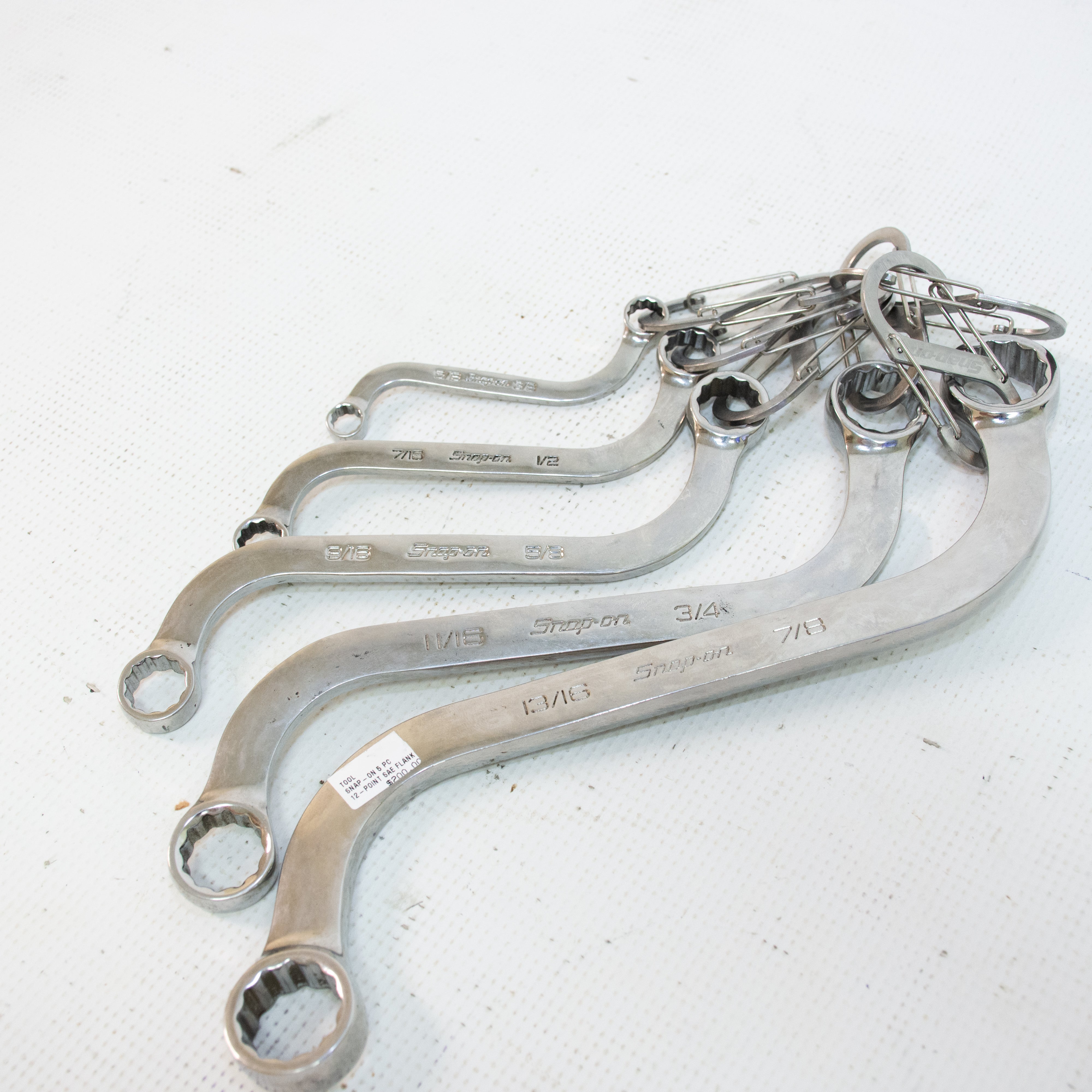 Snap-on SBX605 5pc 12-Point SAE Flank Drive S-Shaped Box Wrench Set - 5/16