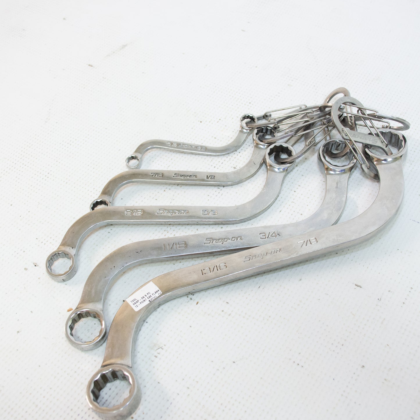 Snap-on SBX605 5pc 12-Point SAE Flank Drive S-Shaped Box Wrench Set - 5/16" - 7/8"
