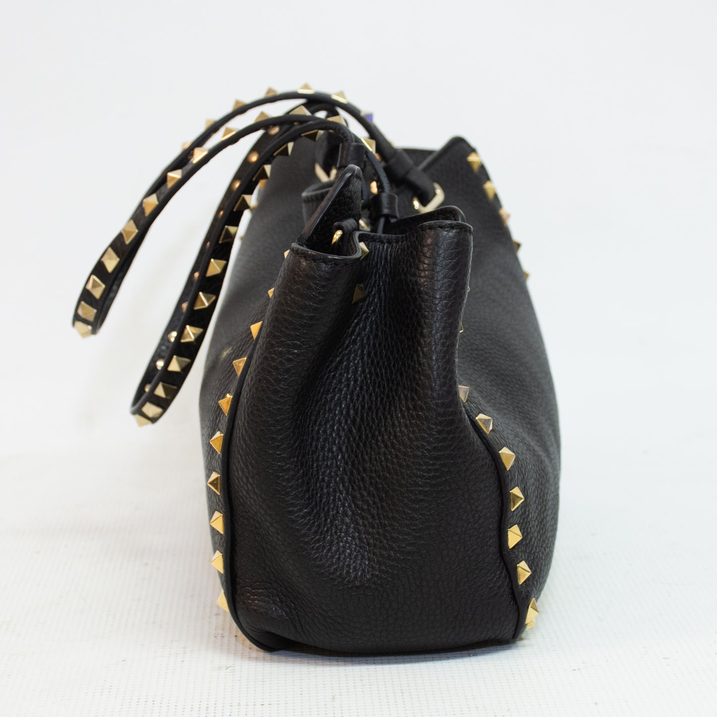 Valentino Garavani Pebbled Calfskin Rockstud Tote - Black