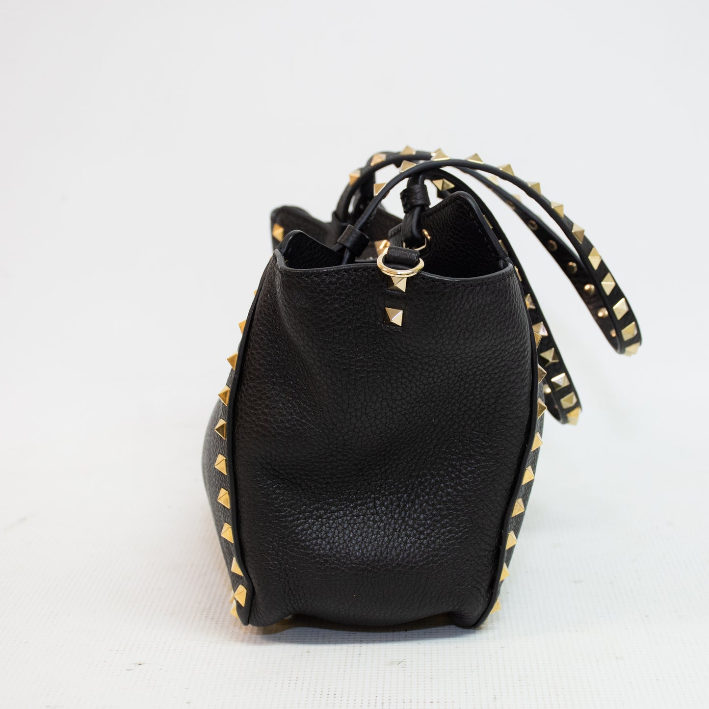 Valentino Garavani Pebbled Calfskin Rockstud Tote - Black