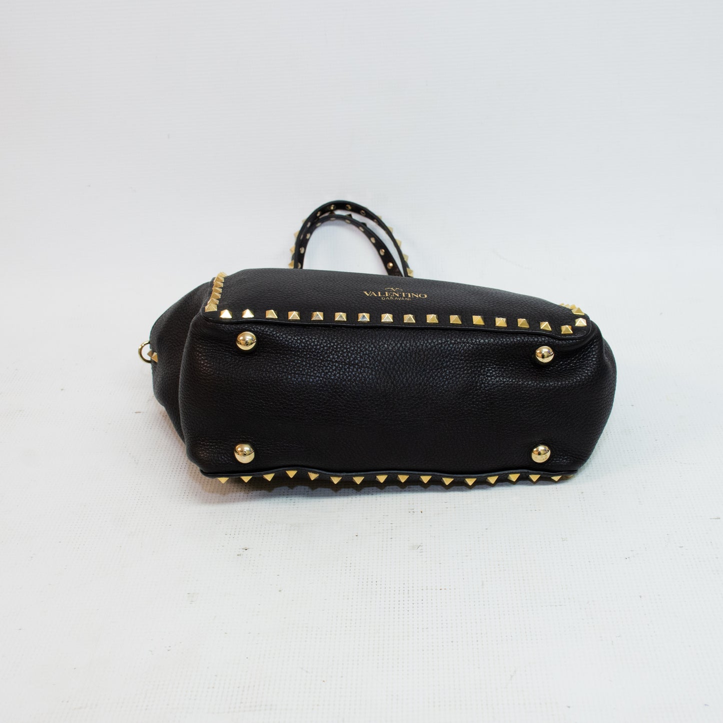 Valentino Garavani Pebbled Calfskin Rockstud Tote - Black