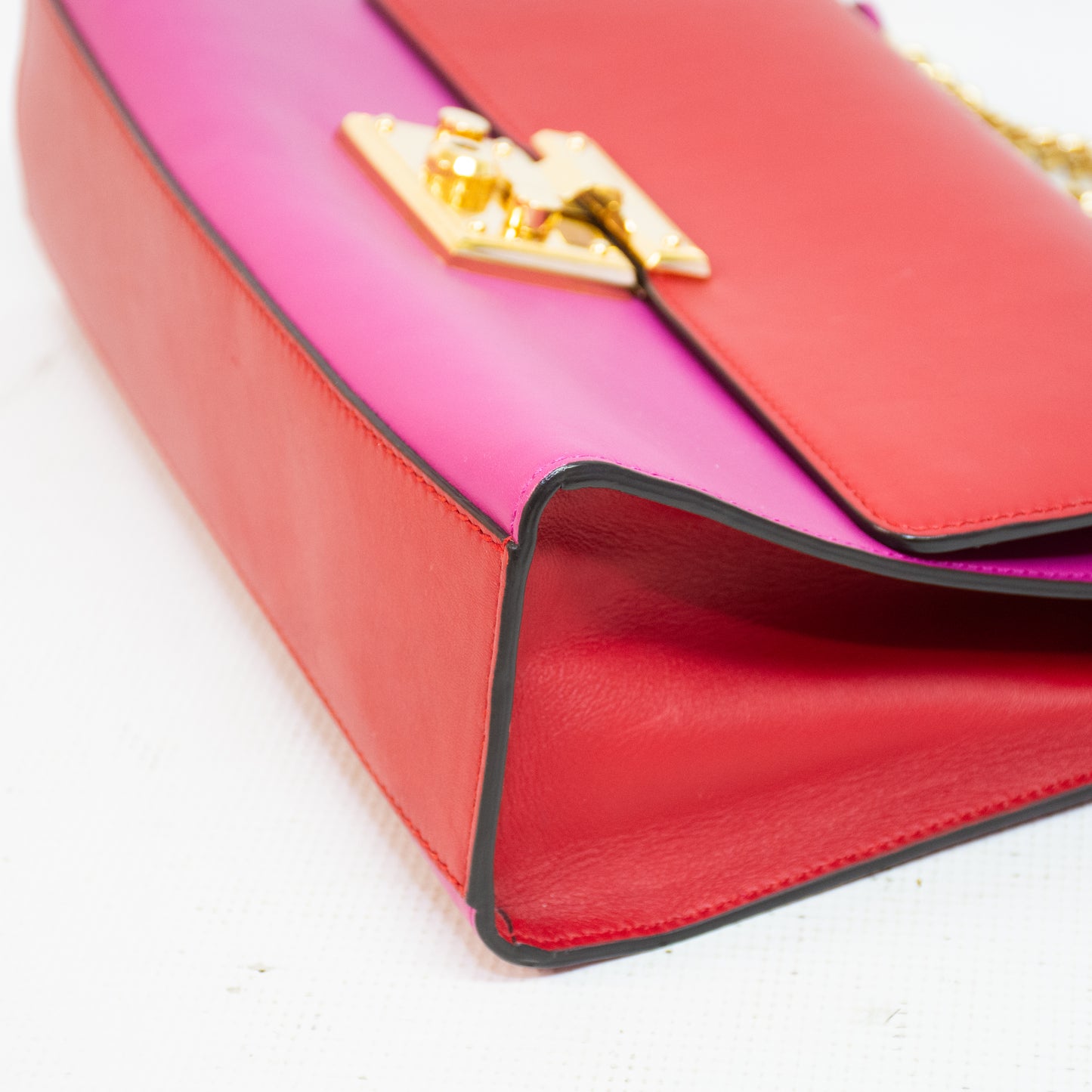 Gucci 409486 Red/Pink Leather Padlock Medium Shoulder Bag