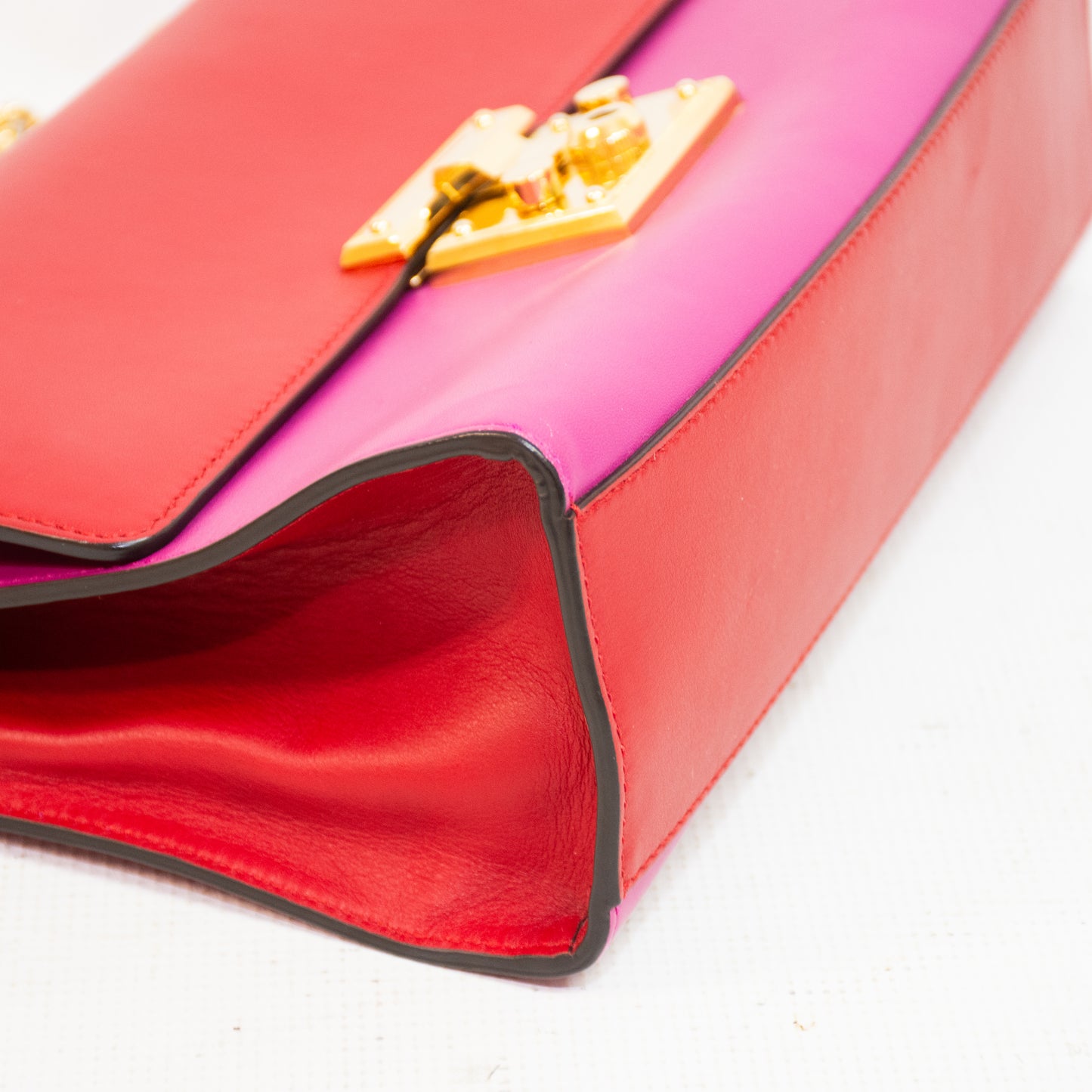 Gucci 409486 Red/Pink Leather Padlock Medium Shoulder Bag