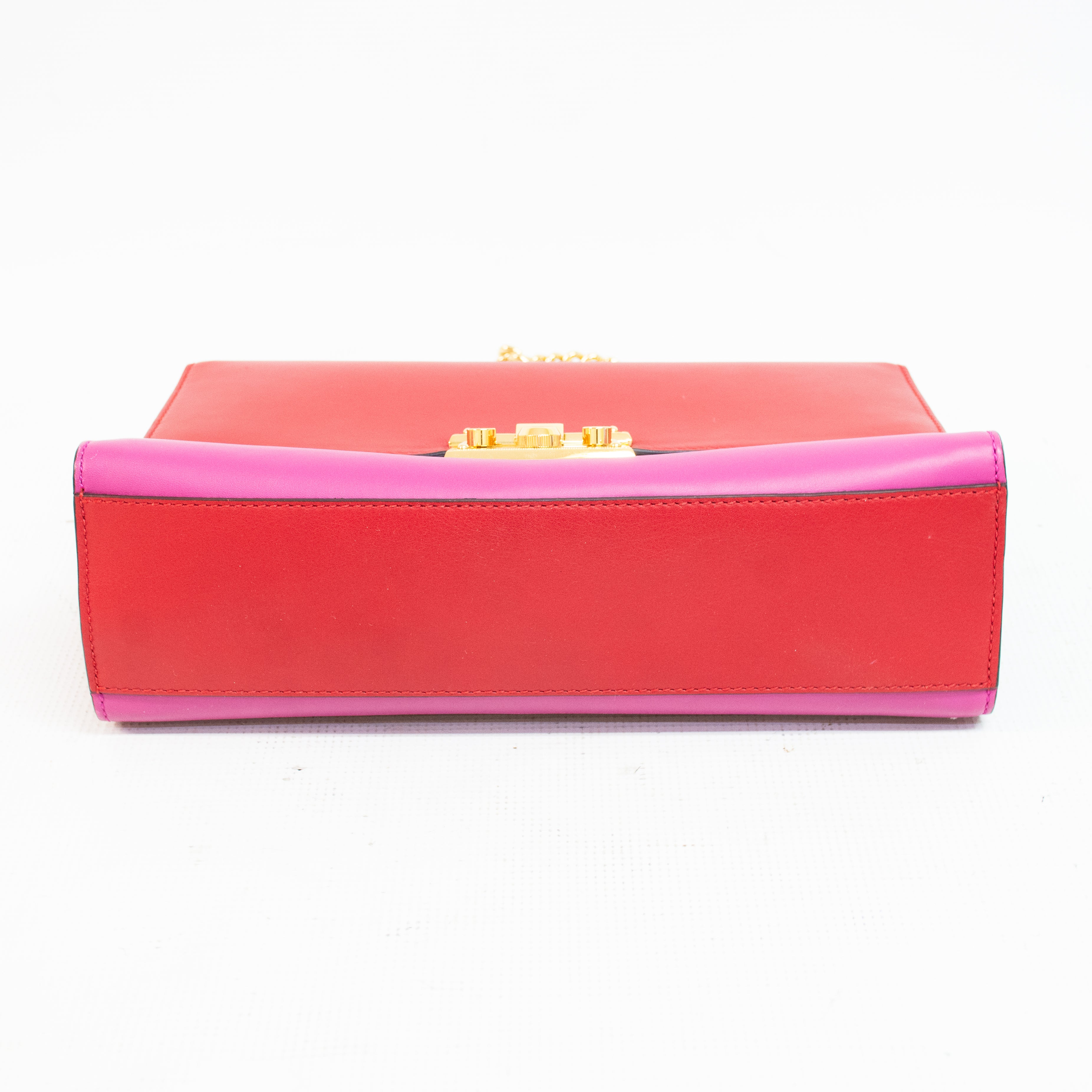 Gucci 409486 Red/Pink Leather Padlock Medium Shoulder Bag