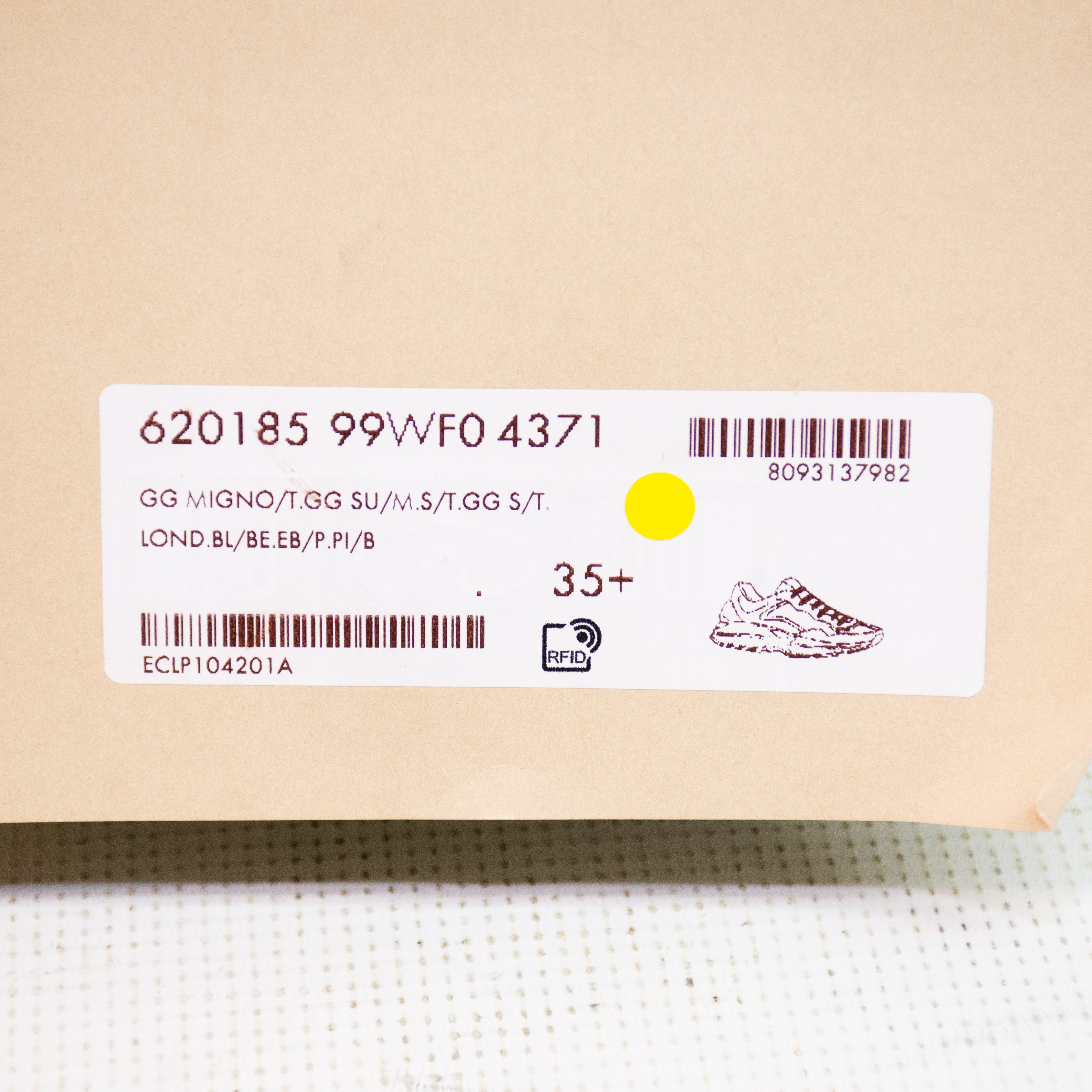 Gucci Rhyon Low Top Beige & Ebony GG Supreme Sneakers - Size 35+