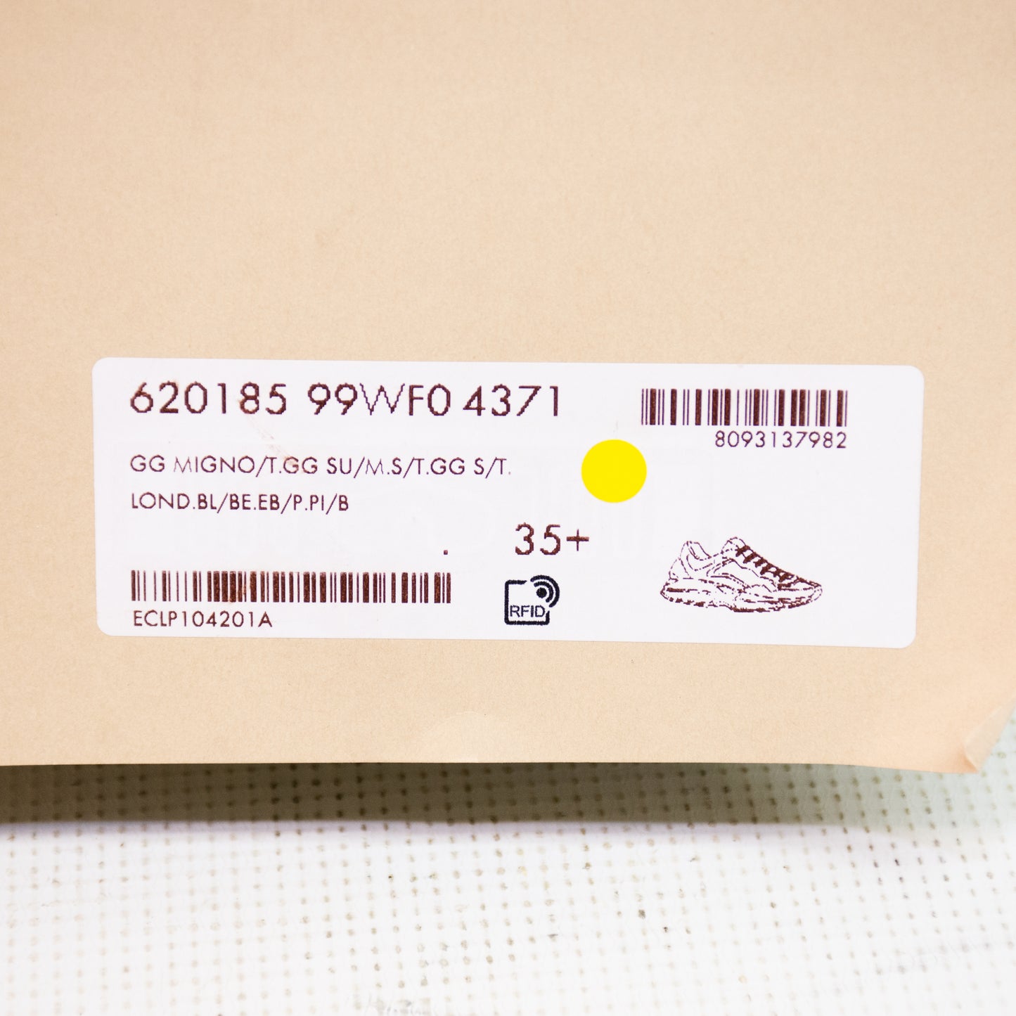 Gucci Rhyon Low Top Beige & Ebony GG Supreme Sneakers - Size 35+
