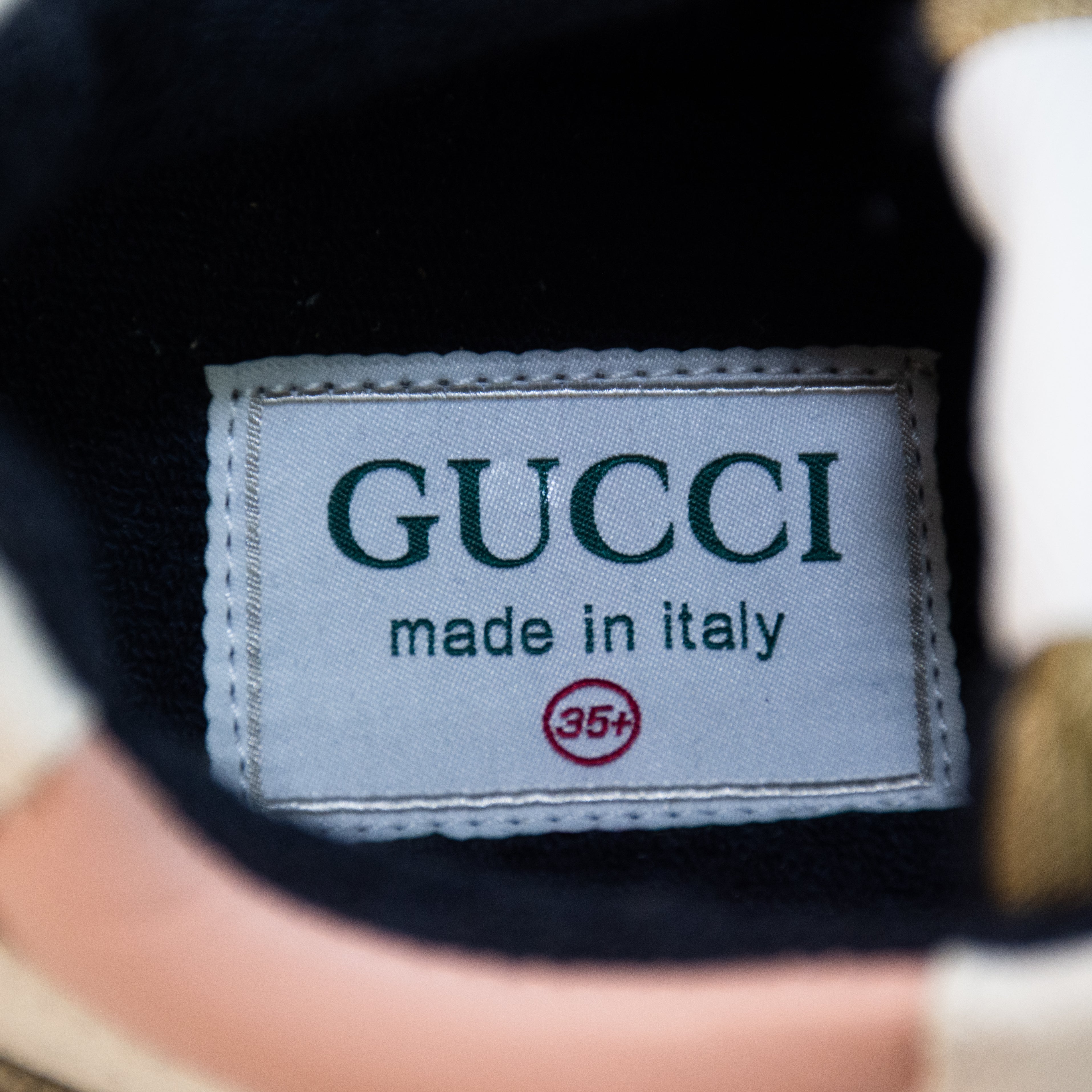 Gucci Rhyon Low Top Beige & Ebony GG Supreme Sneakers - Size 35+