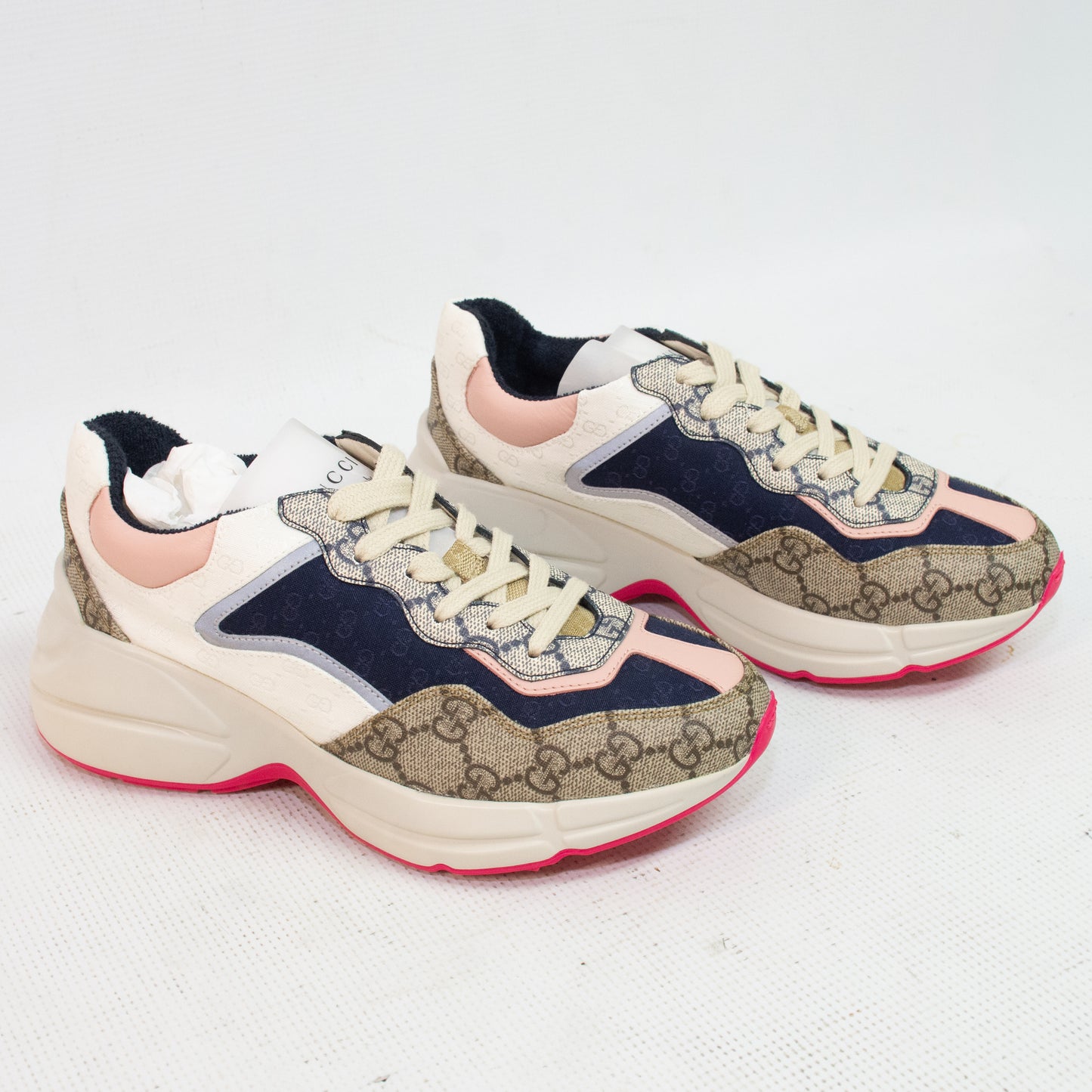 Gucci Rhyon Low Top Beige & Ebony GG Supreme Sneakers - Size 35+