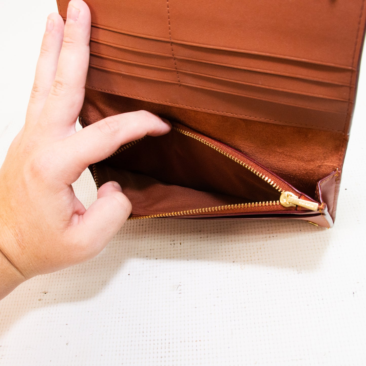 Coach C55862 Signature Tan/Rust Slim Wallet