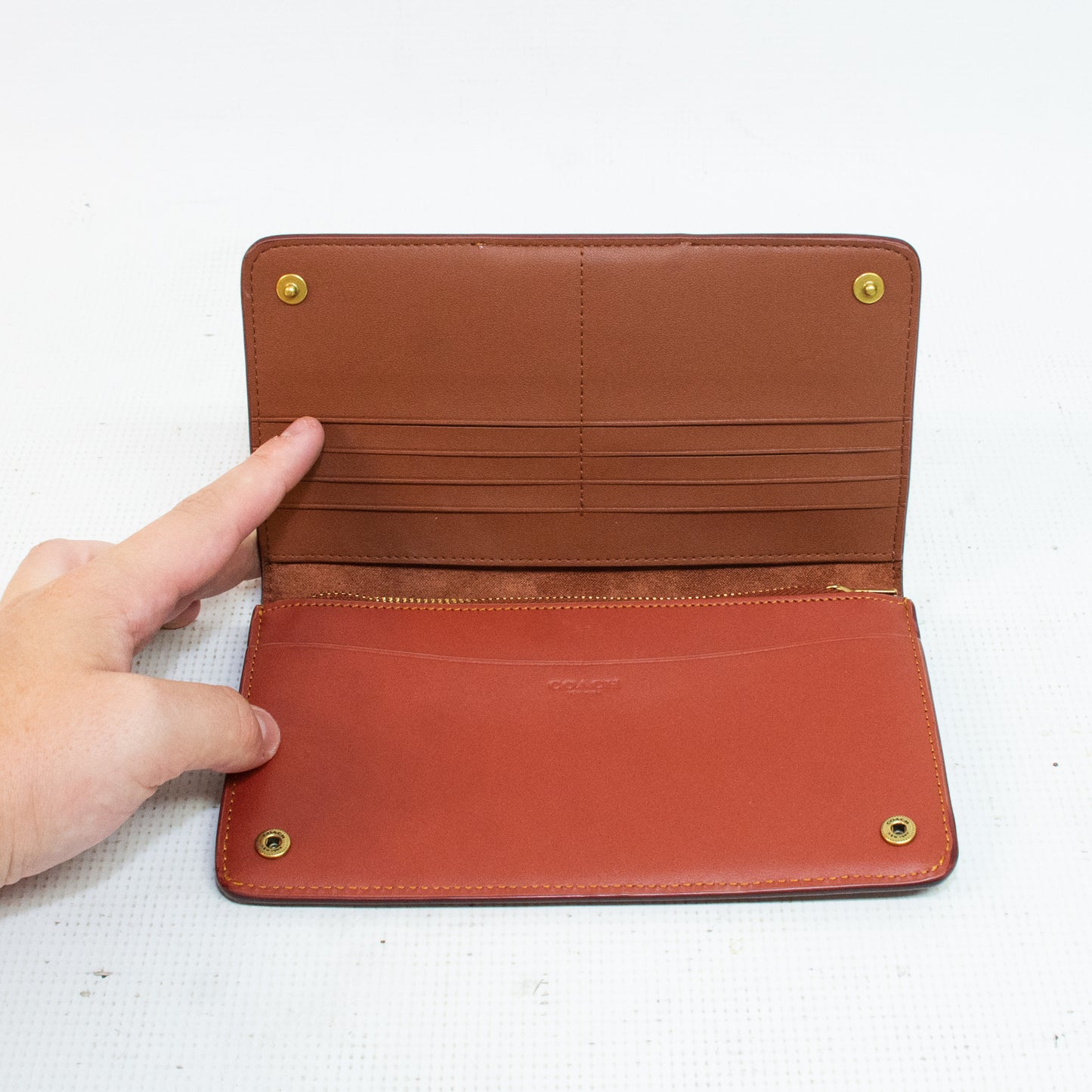 Coach C55862 Signature Tan/Rust Slim Wallet