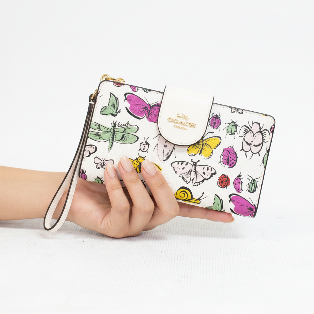 Coach CR778 Long Insect Print Zip Around Wallet