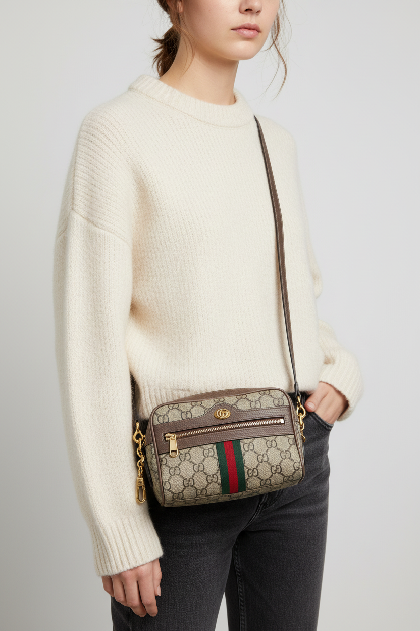 Gucci Ophidia Beige Mini GG Supreme Cross Body Bag - 517350