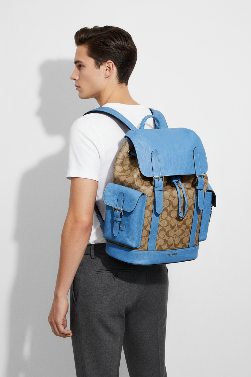 Coach CJ493 Hudson Blue/Brown Backpack