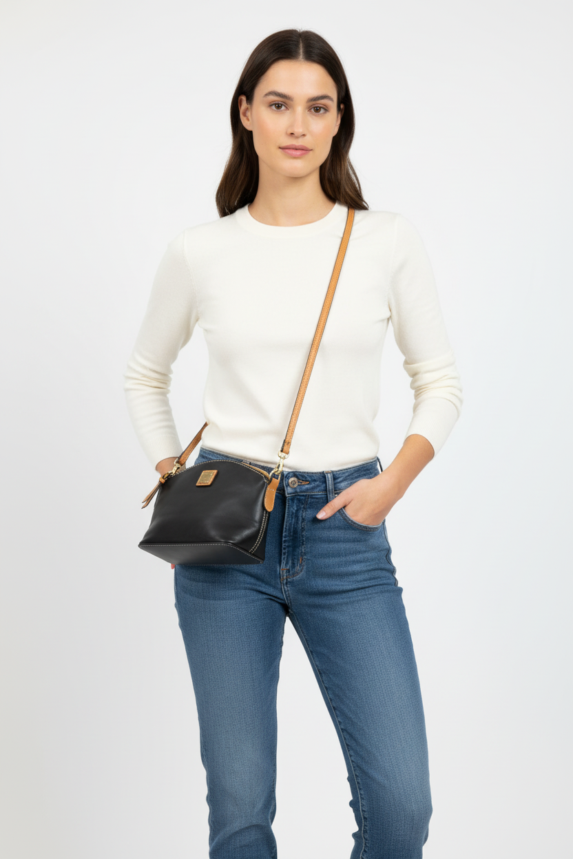 Dooney & Bourke Dome Black Leather Cross Body Bag