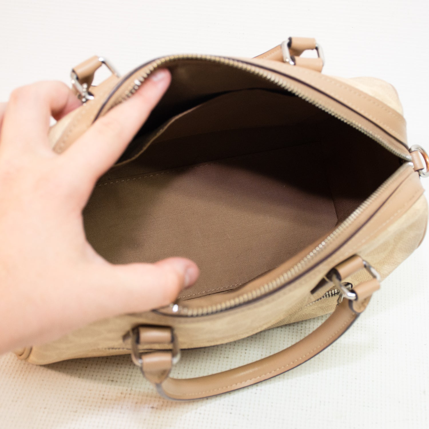 Coach CW376 Rowan Signature Canvas Beige Satchel Bag