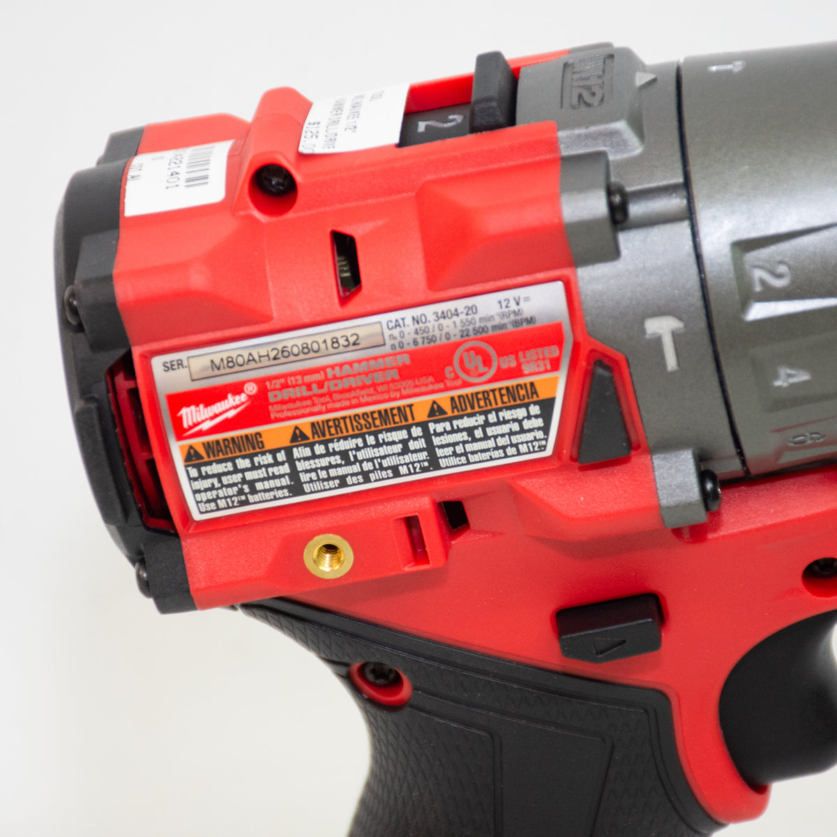 Milwaukee 3404-20 M12 1/2" Fuel Brushless Hammer Drill/Driver