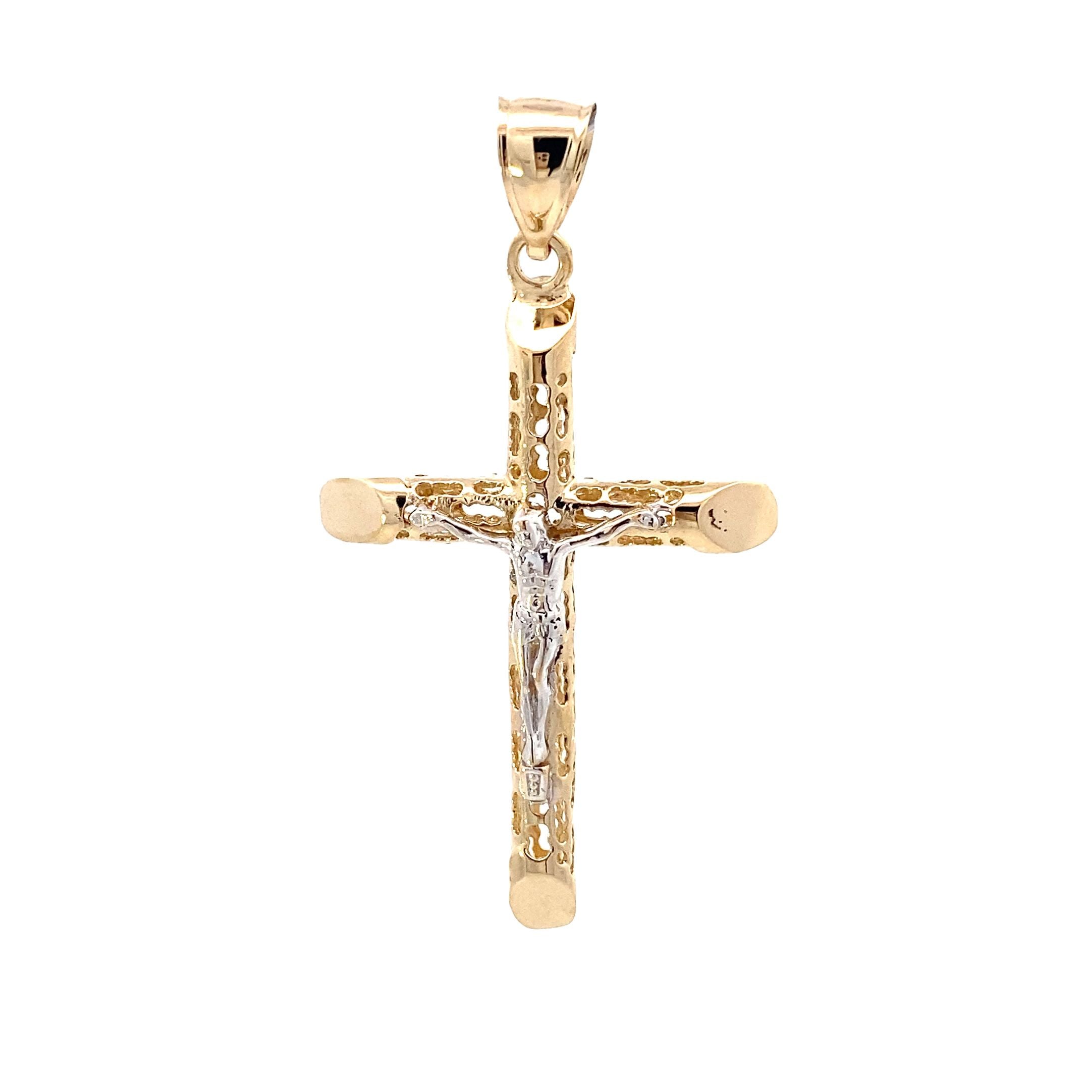 14K Yellow & White Gold Crucifix Pendant