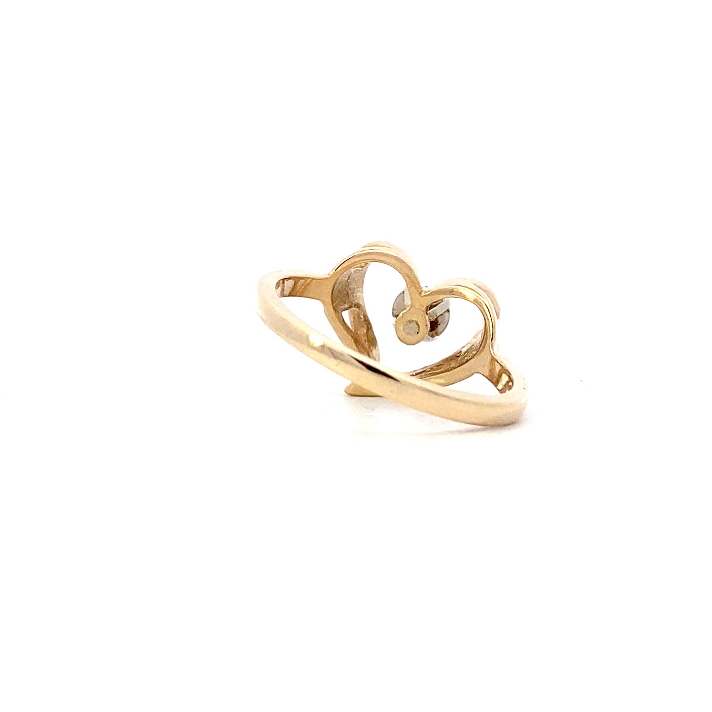 14K Yellow Gold Diamond Heart Ring - 0.05ct