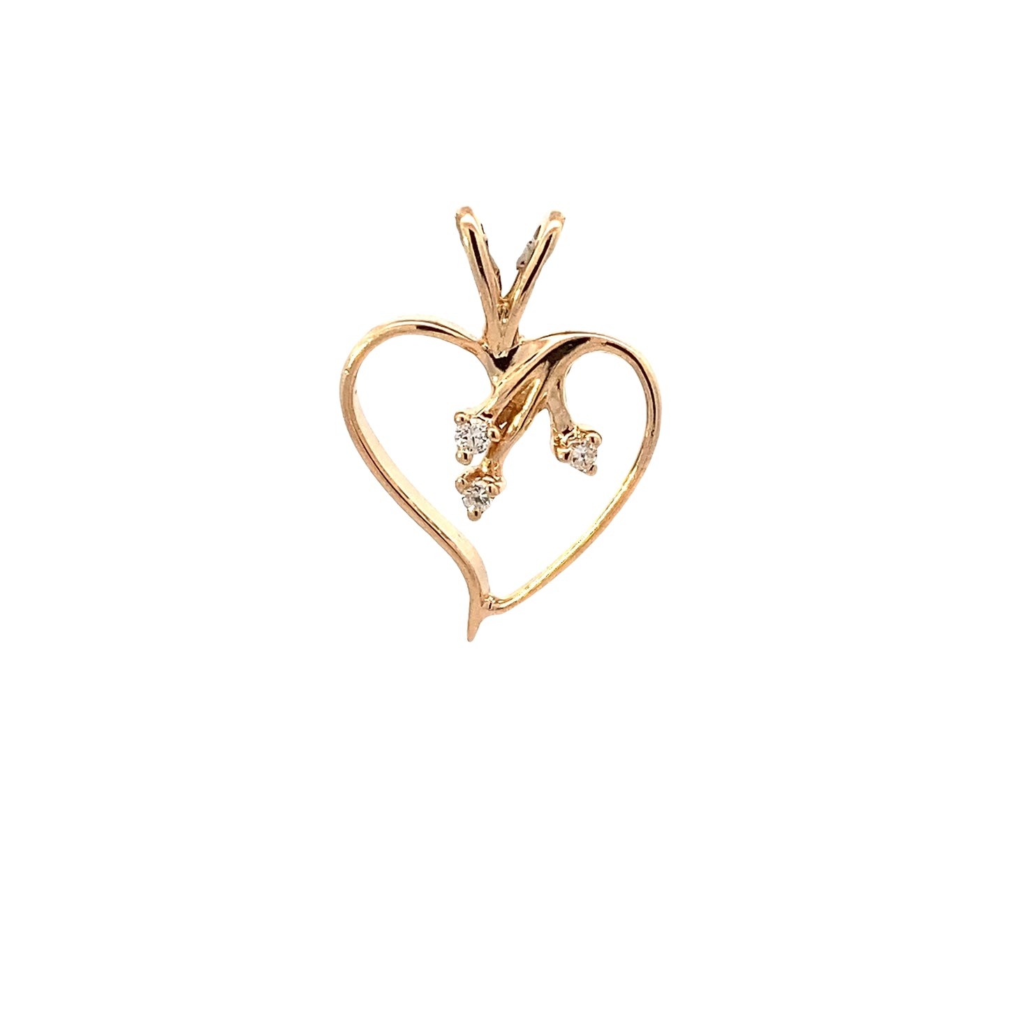 14K Yellow Gold Diamond Heart Pendant - 0.03ct