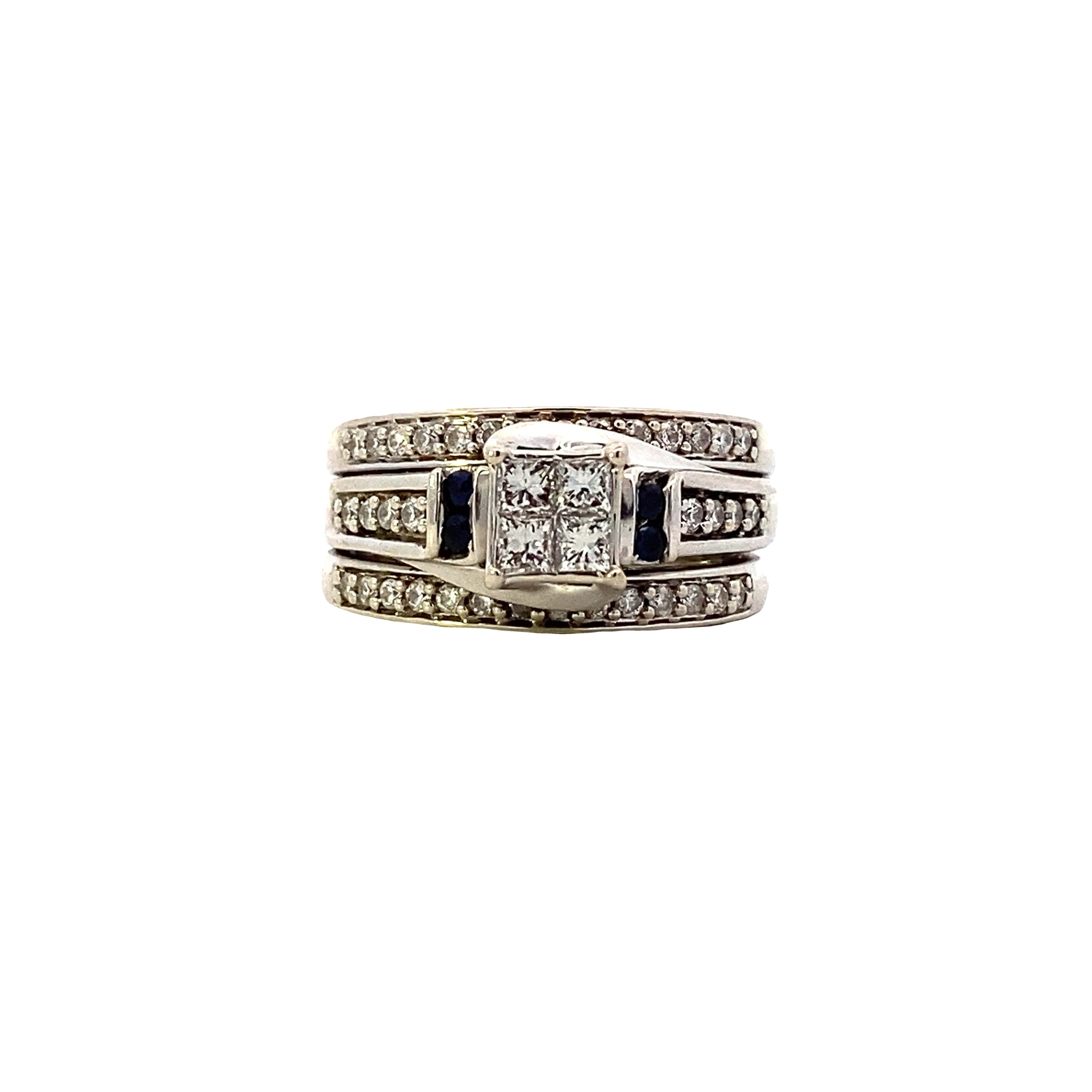 10K White Gold Women's Sapphire & Diamond Ring - 0.50ct