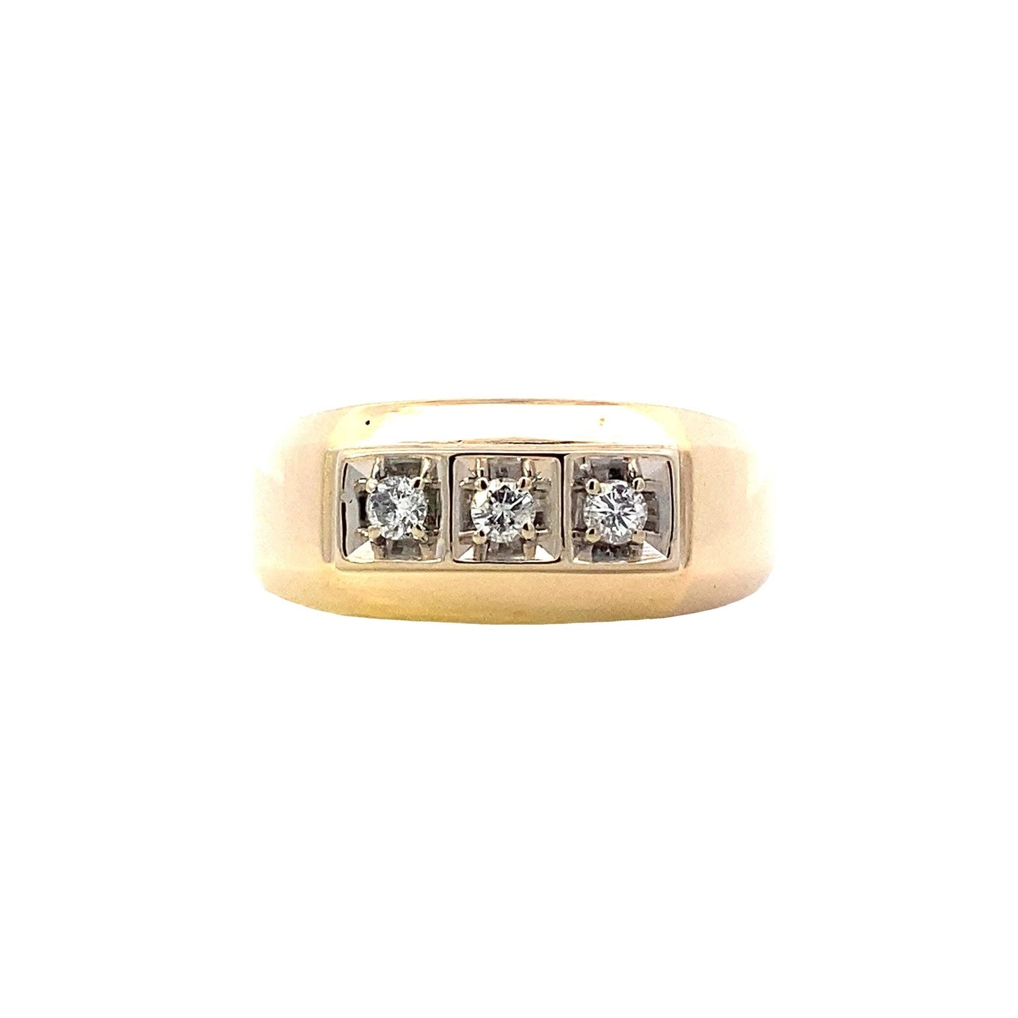 Anillo de diamantes para hombre en oro amarillo de 14 quilates - 0.21ct