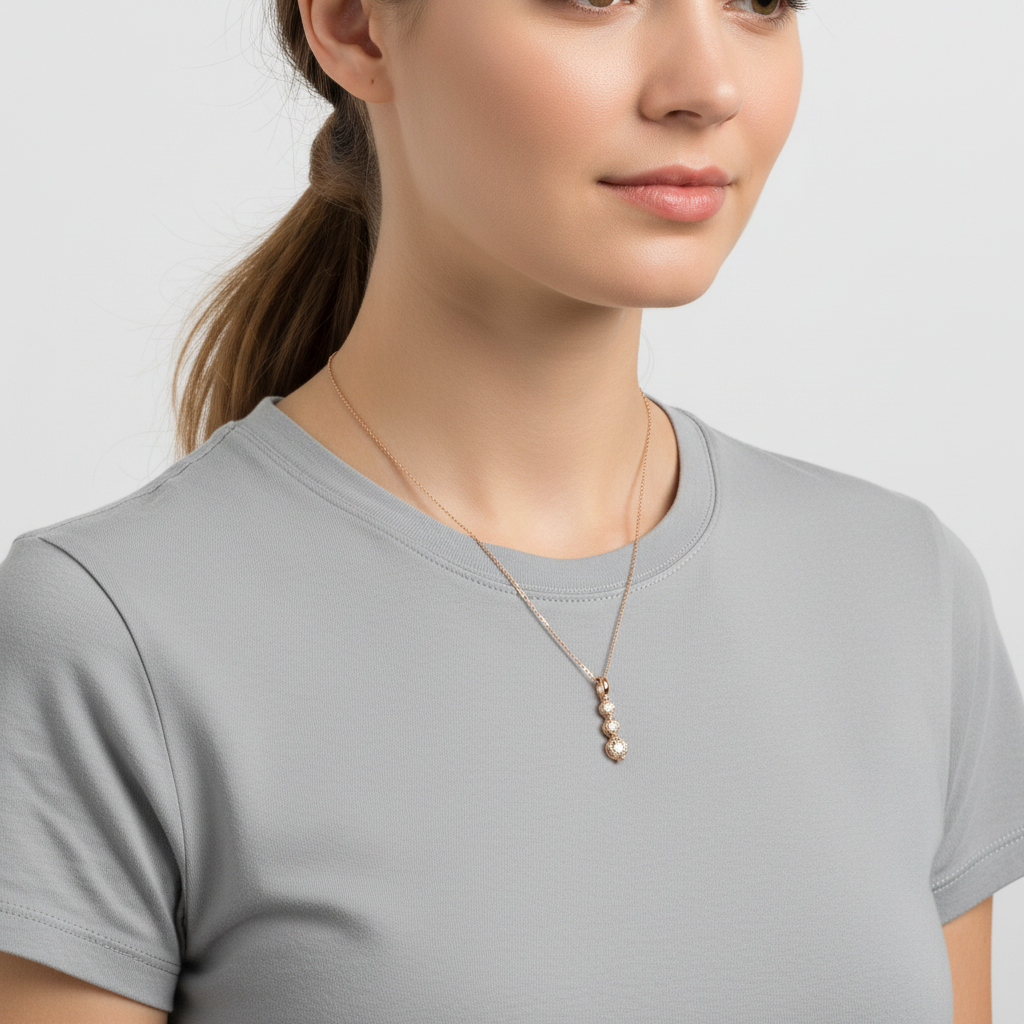 14K Yellow Gold Diamond Pendant - 0.37ct