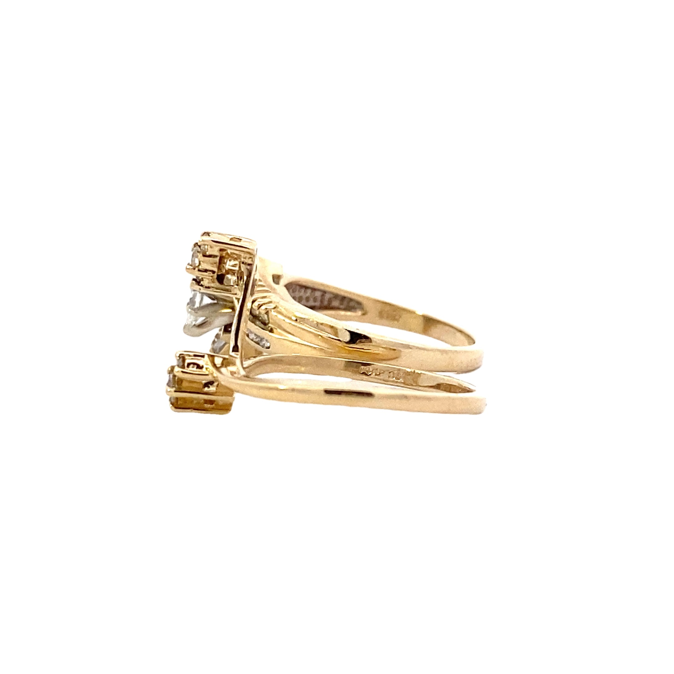 14K Yellow Gold Diamond Engagement & Wedding Ring Set - 0.69ct